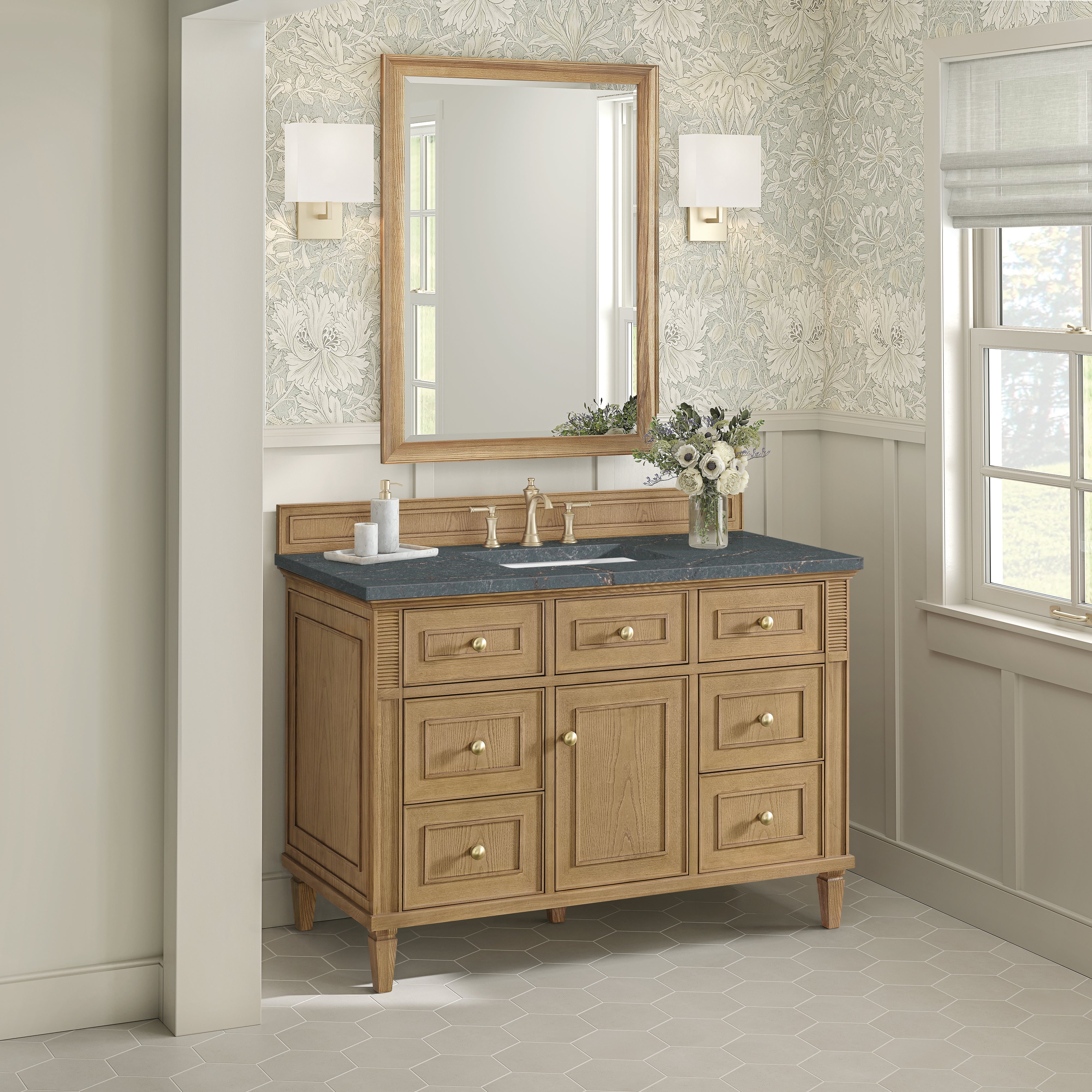 Light Natural Oak / Parisien Bleu - 3 Faucet Holes