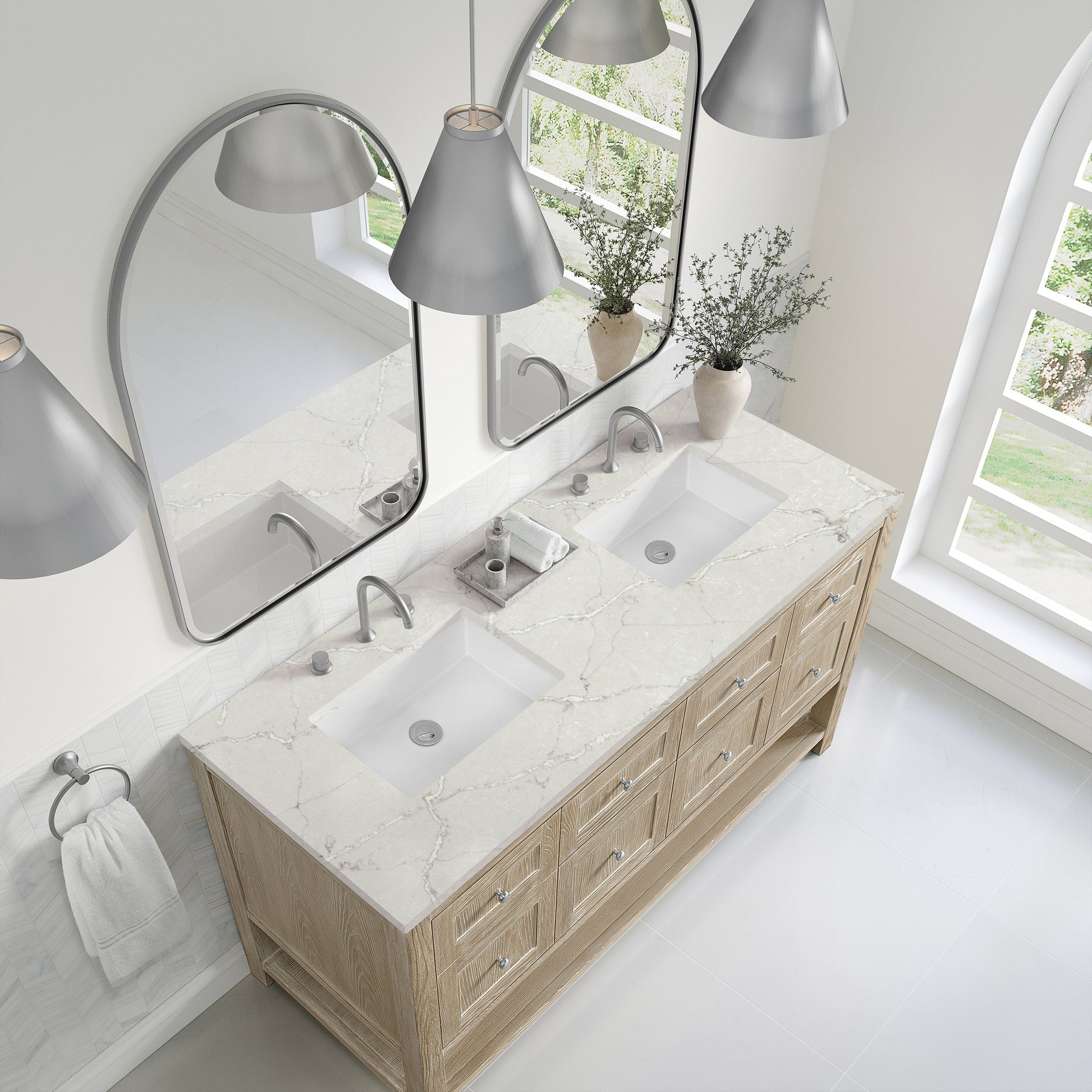 Whitewashed Oak / Victorian Silver - 3 Faucet Holes