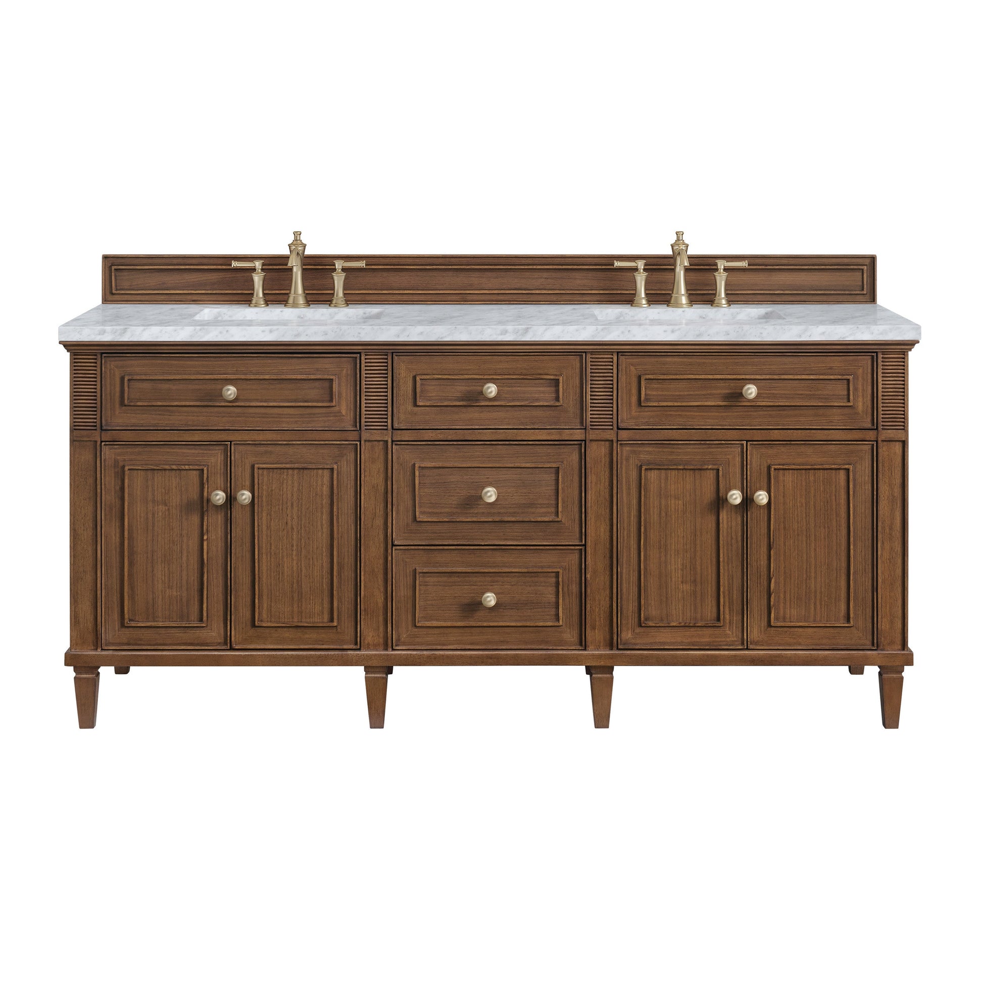 Mid-Century Walnut / Carrara White - 3 Faucet Holes