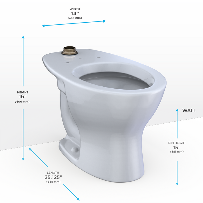 Toto Tornado Flush Commercial Flushometer Floor Mounted Toilet - Elongated
