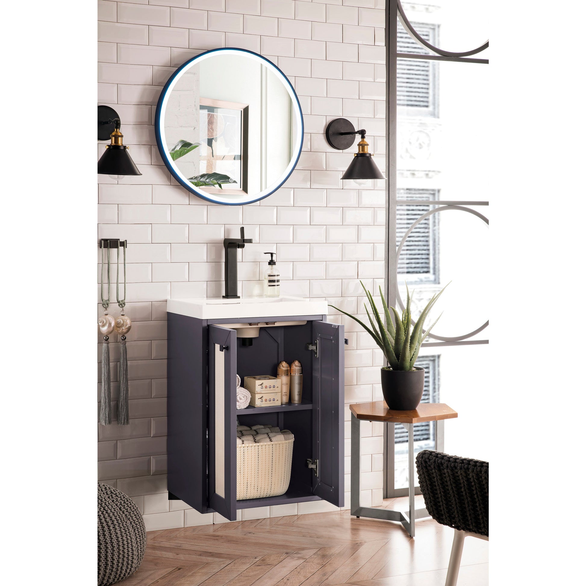 Mineral Gray / White Glossy - 1 Faucet Hole