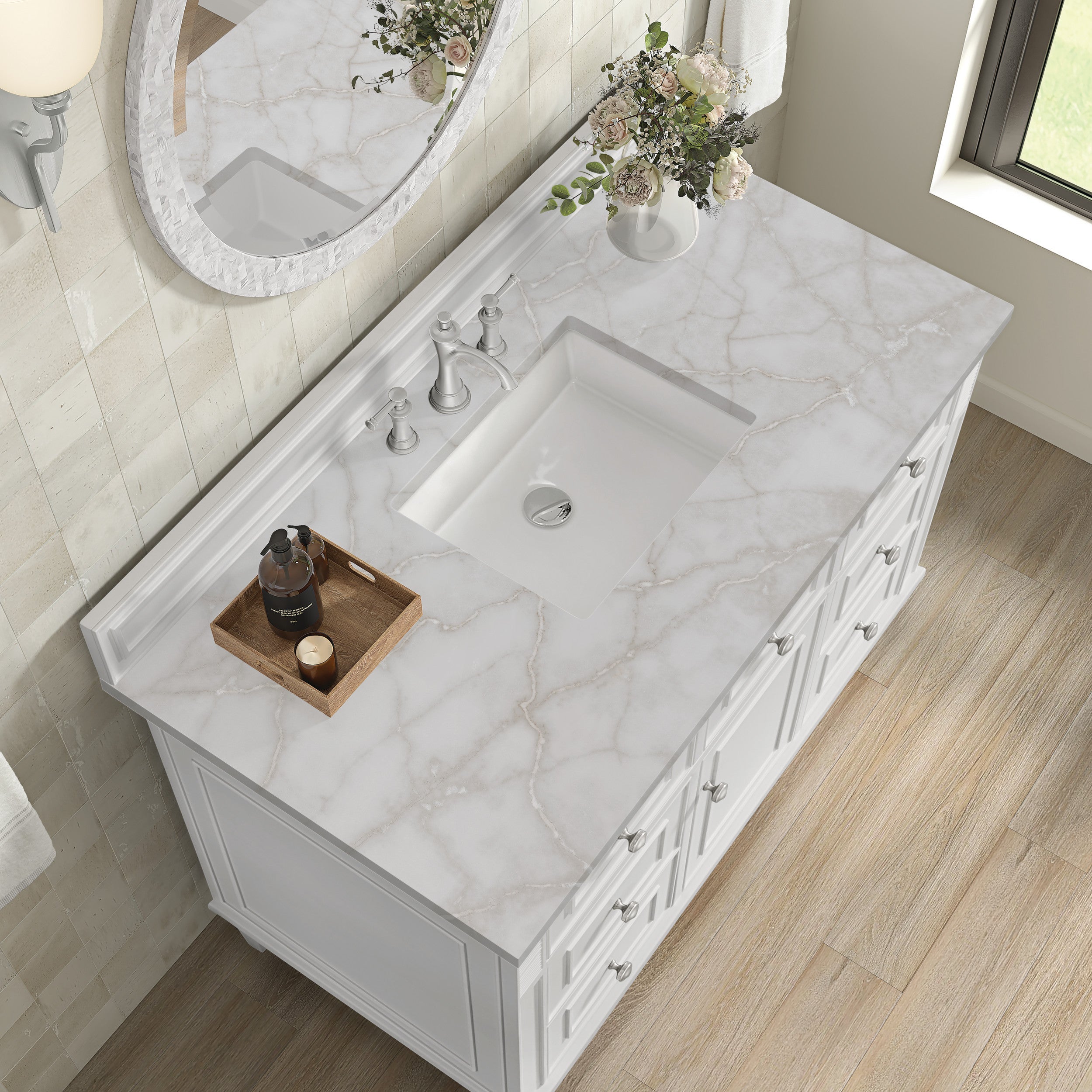 Bright White / Victorian Silver - 3 Faucet Holes