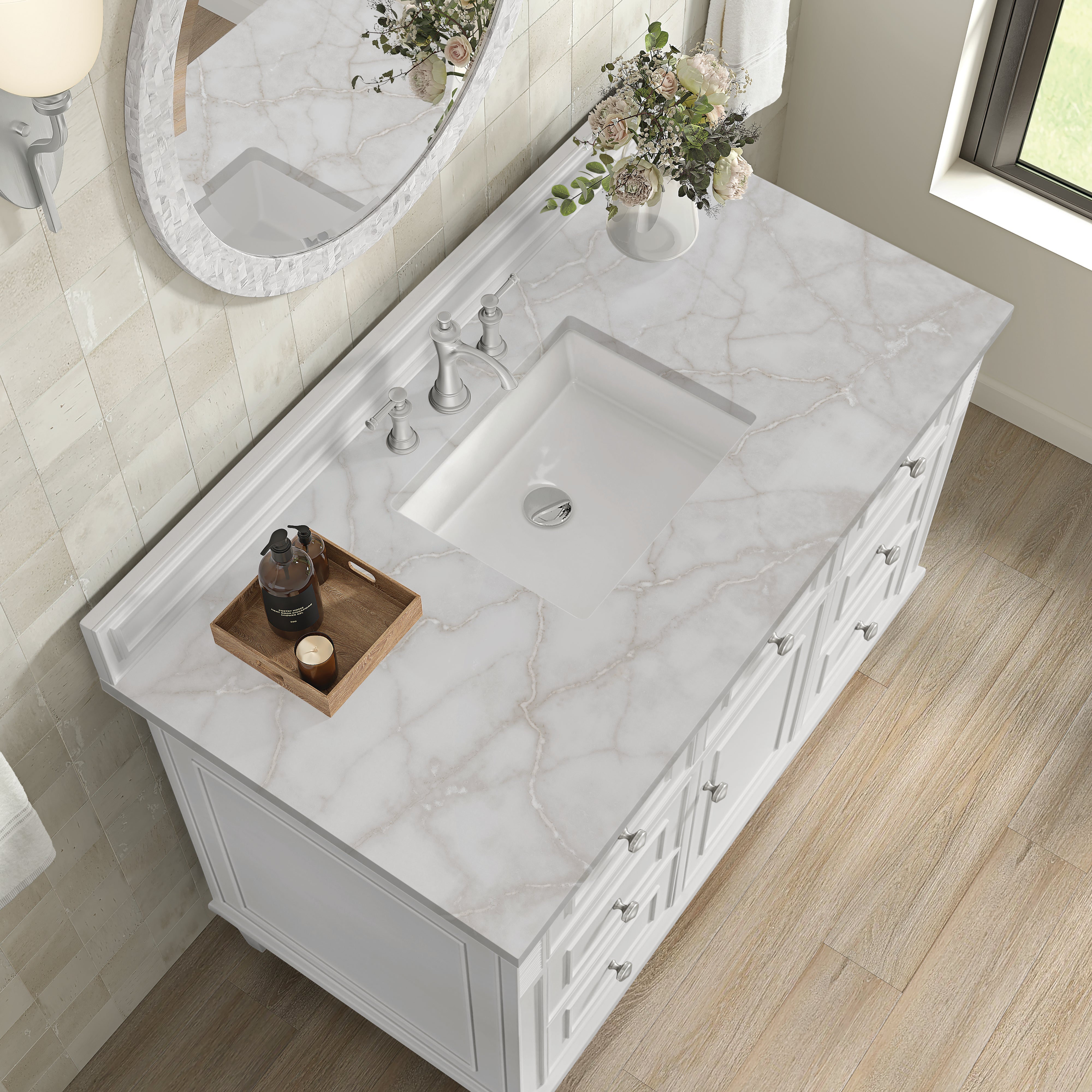 Bright White / Victorian Silver - 3 Faucet Holes