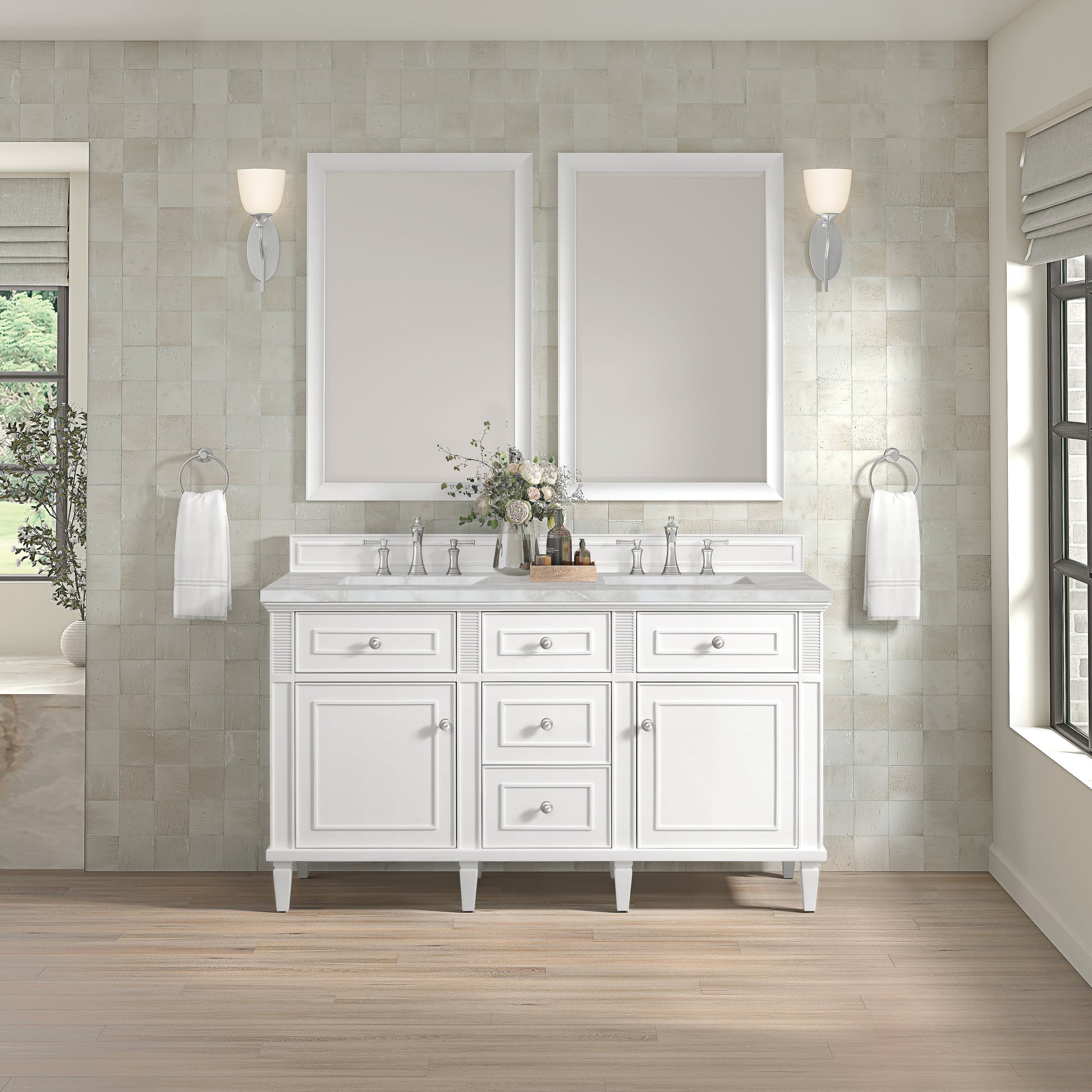 Bright White / Victorian Silver - 3 Faucet Holes