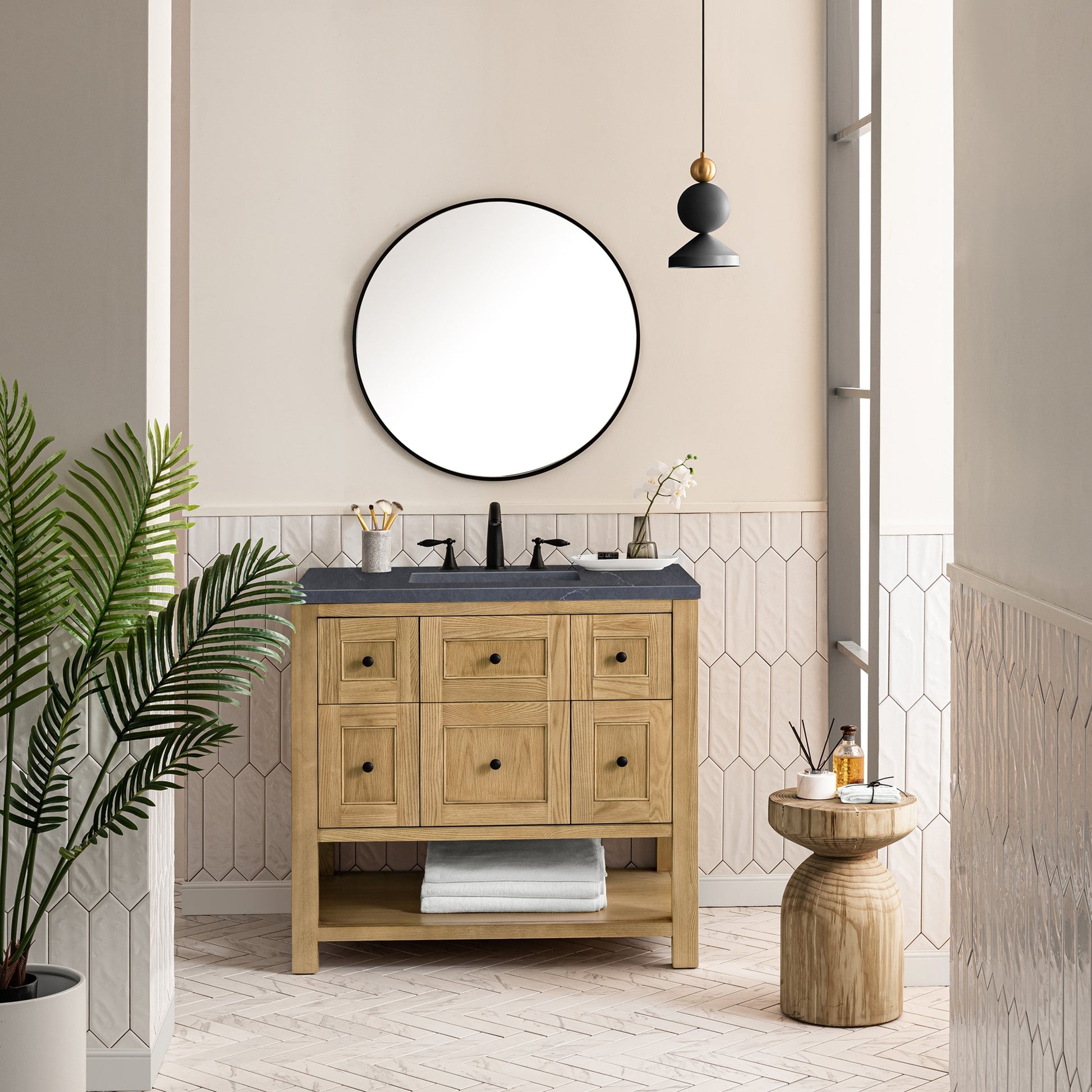 Light Natural Oak / Charcoal Soapstone - 3 Faucet Holes