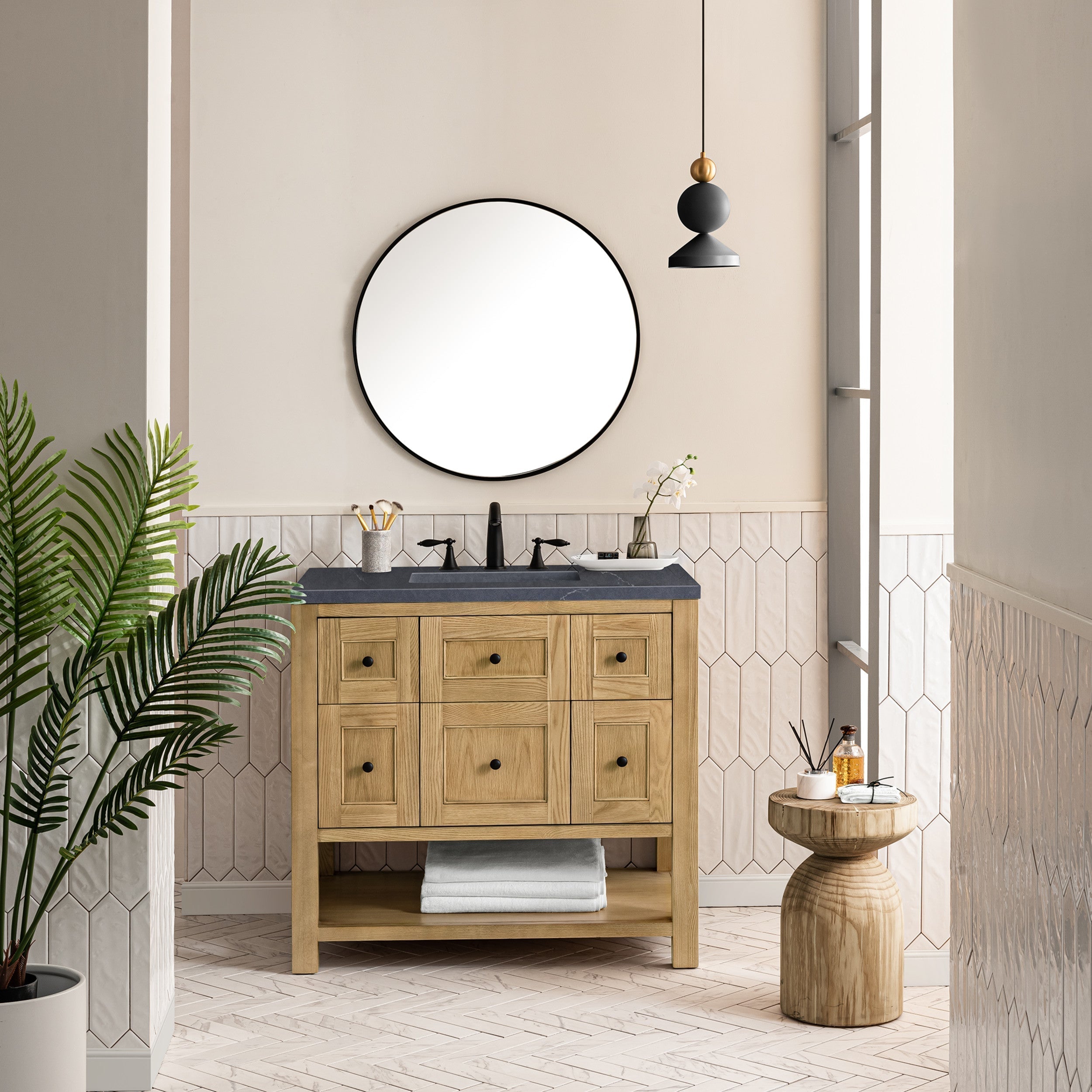 Light Natural Oak / Charcoal Soapstone - 3 Faucet Holes