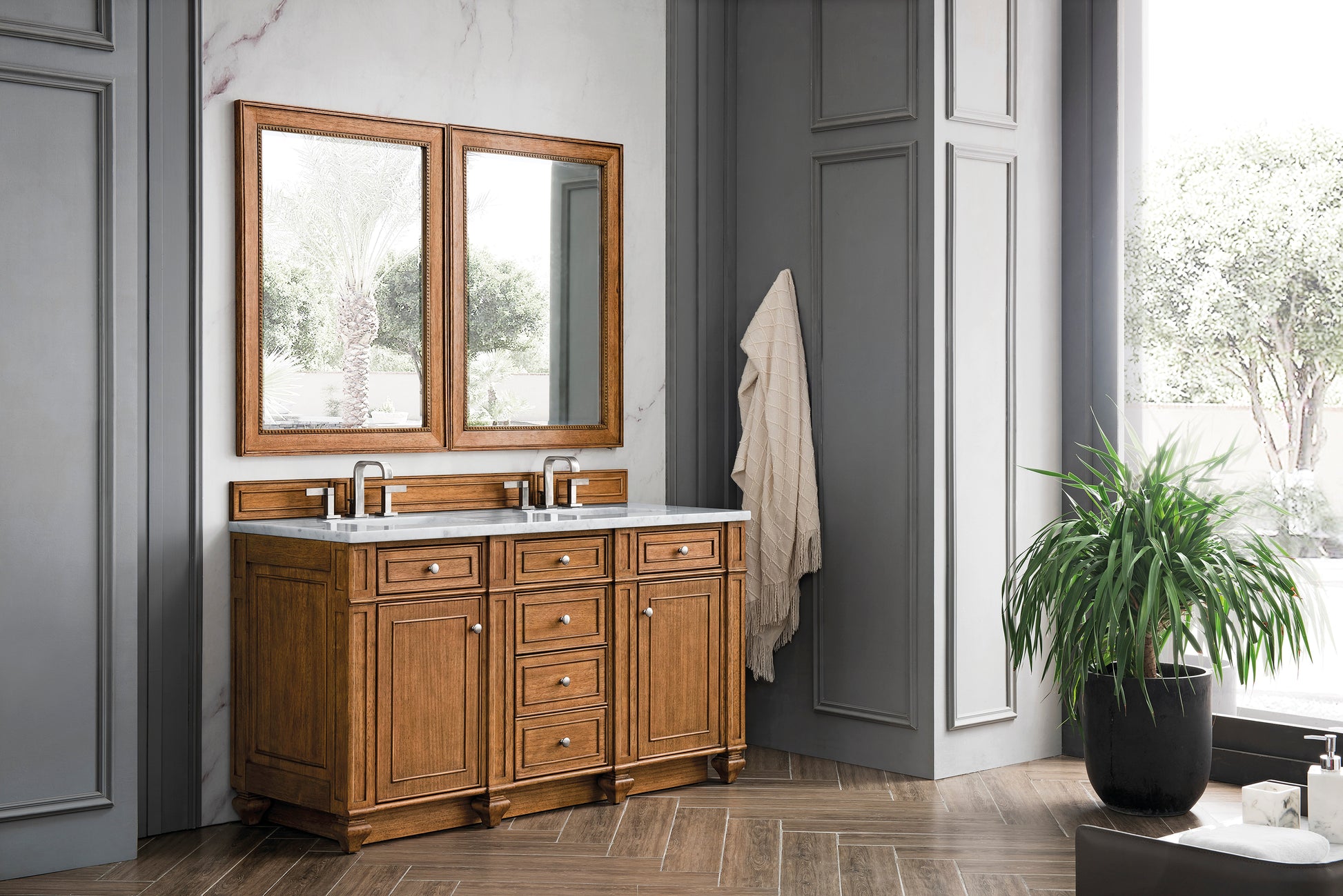 Saddle Brown / Eternal Jasmine Pearl - 3 Faucet Holes