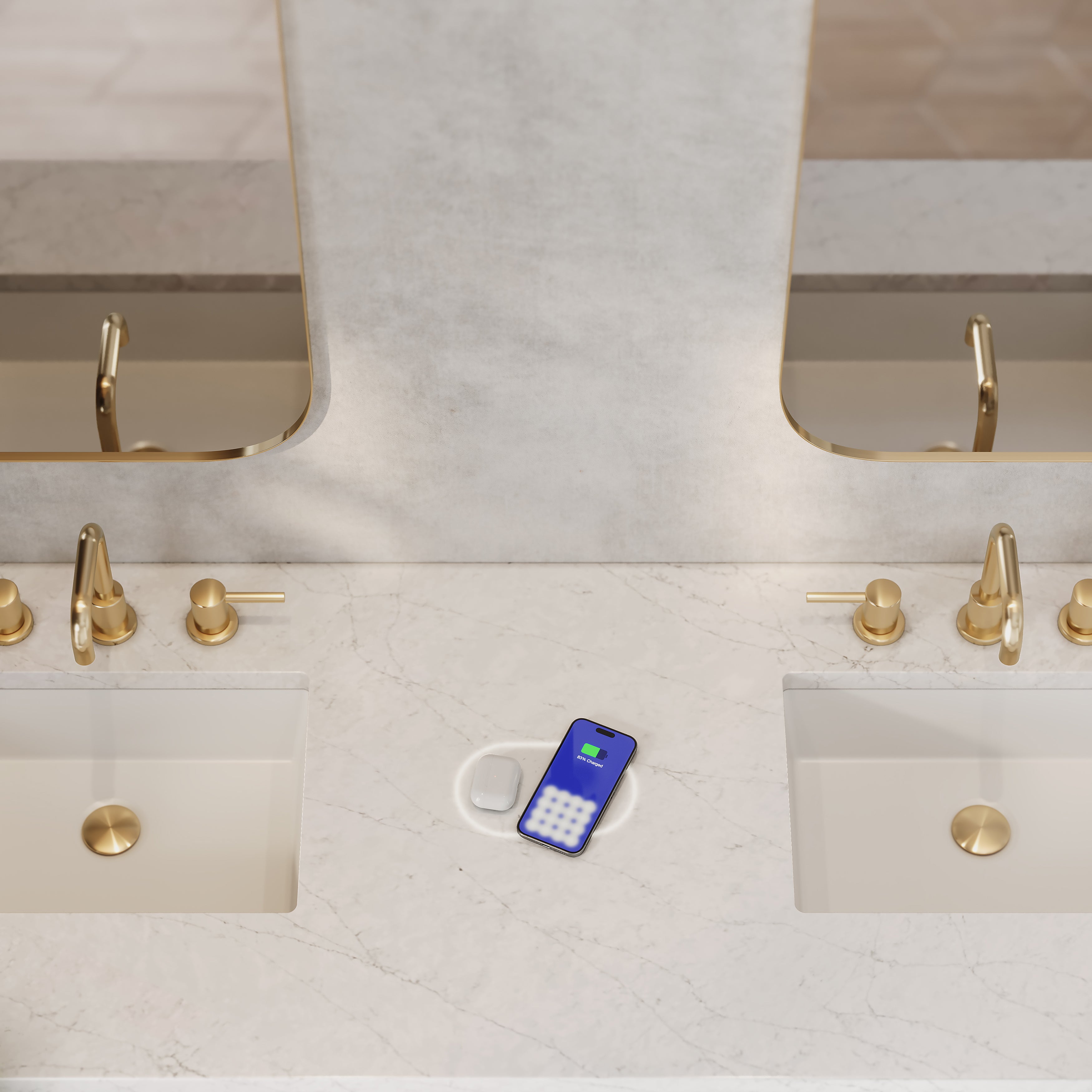 Whitewashed Oak / Eternal Jasmine Pearl - 3 Faucet Holes