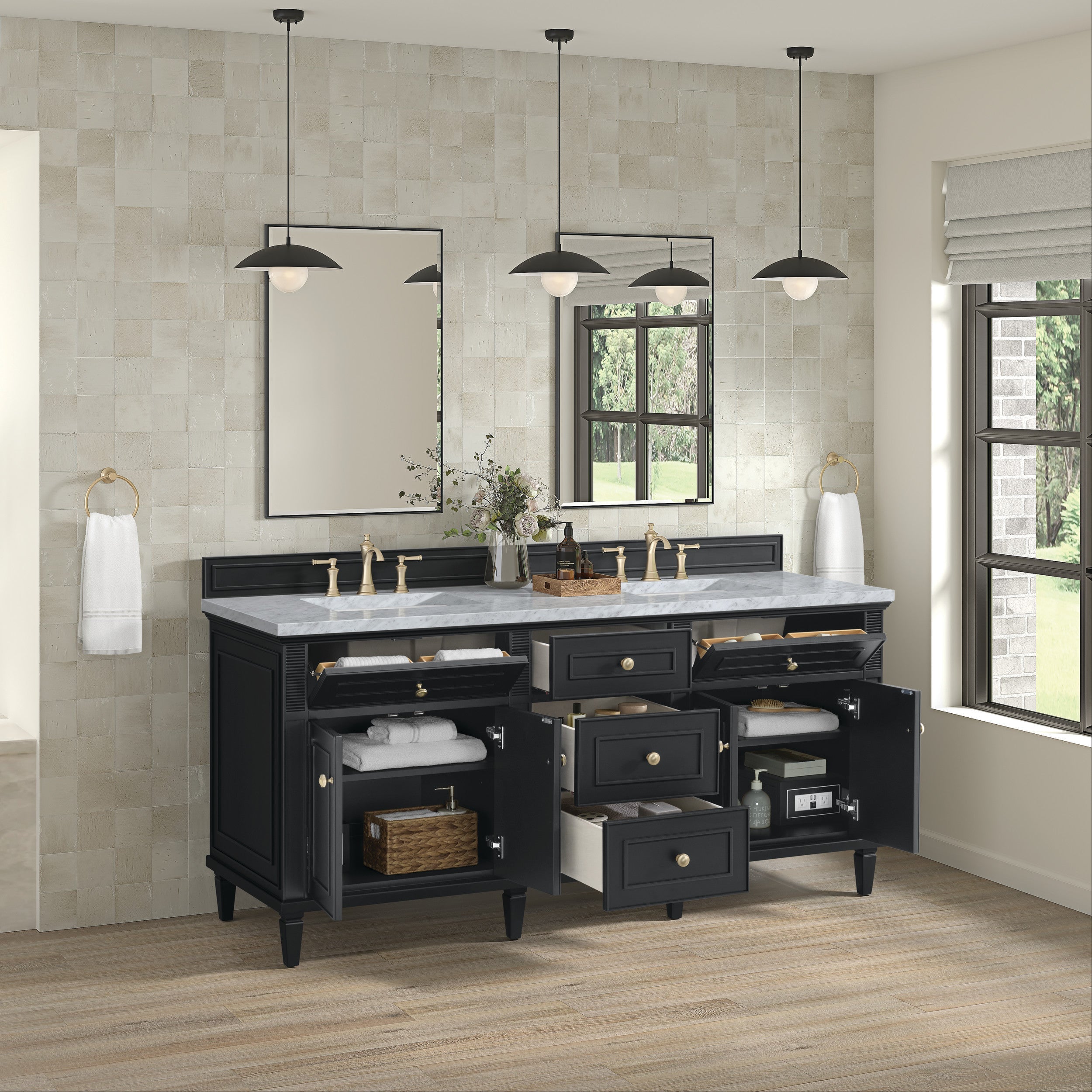 Black Onyx / Carrara White - 3 Faucet Holes