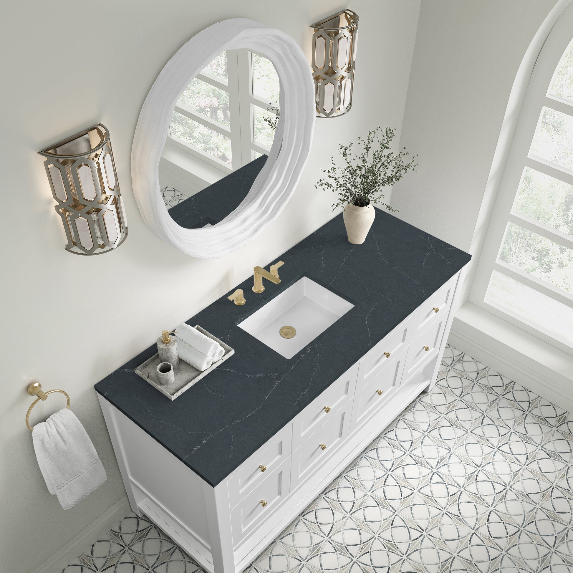 Bright White / Charcoal Soapstone - 3 Faucet Holes