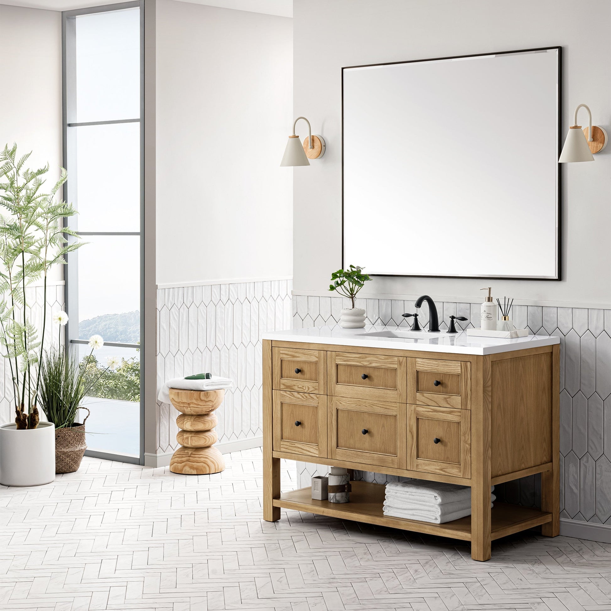 Light Natural Oak / White Zeus - 3 Faucet Holes