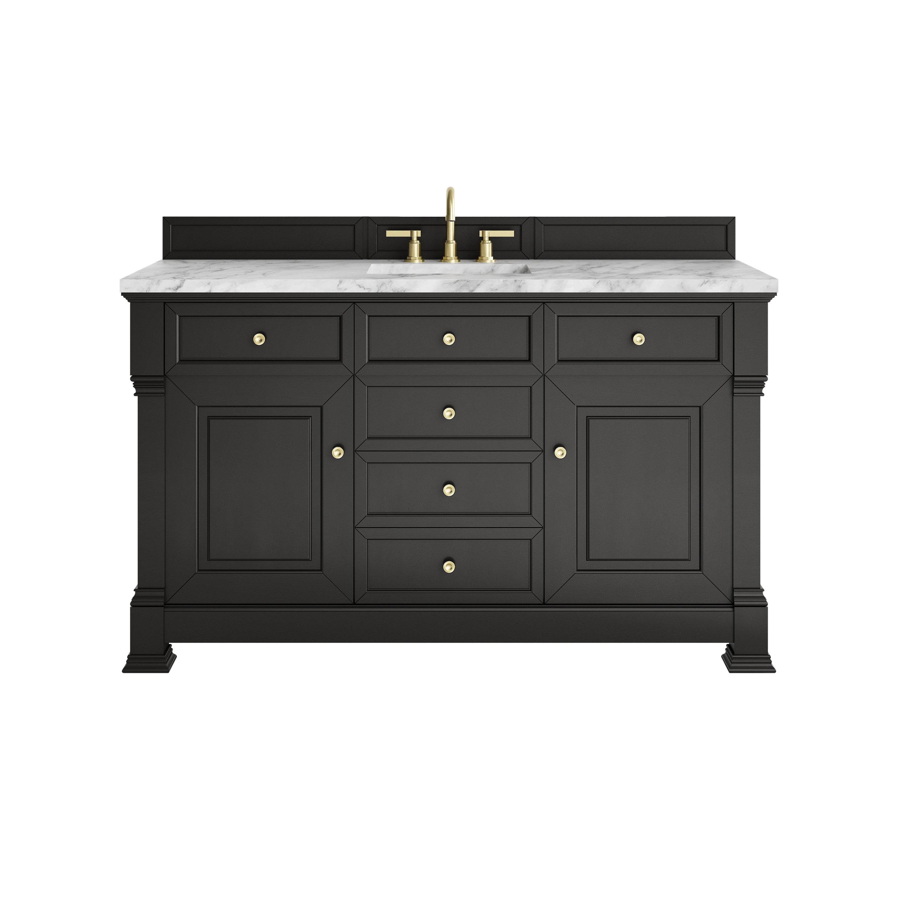Black Onyx / Carrara White - 3 Faucet Holes