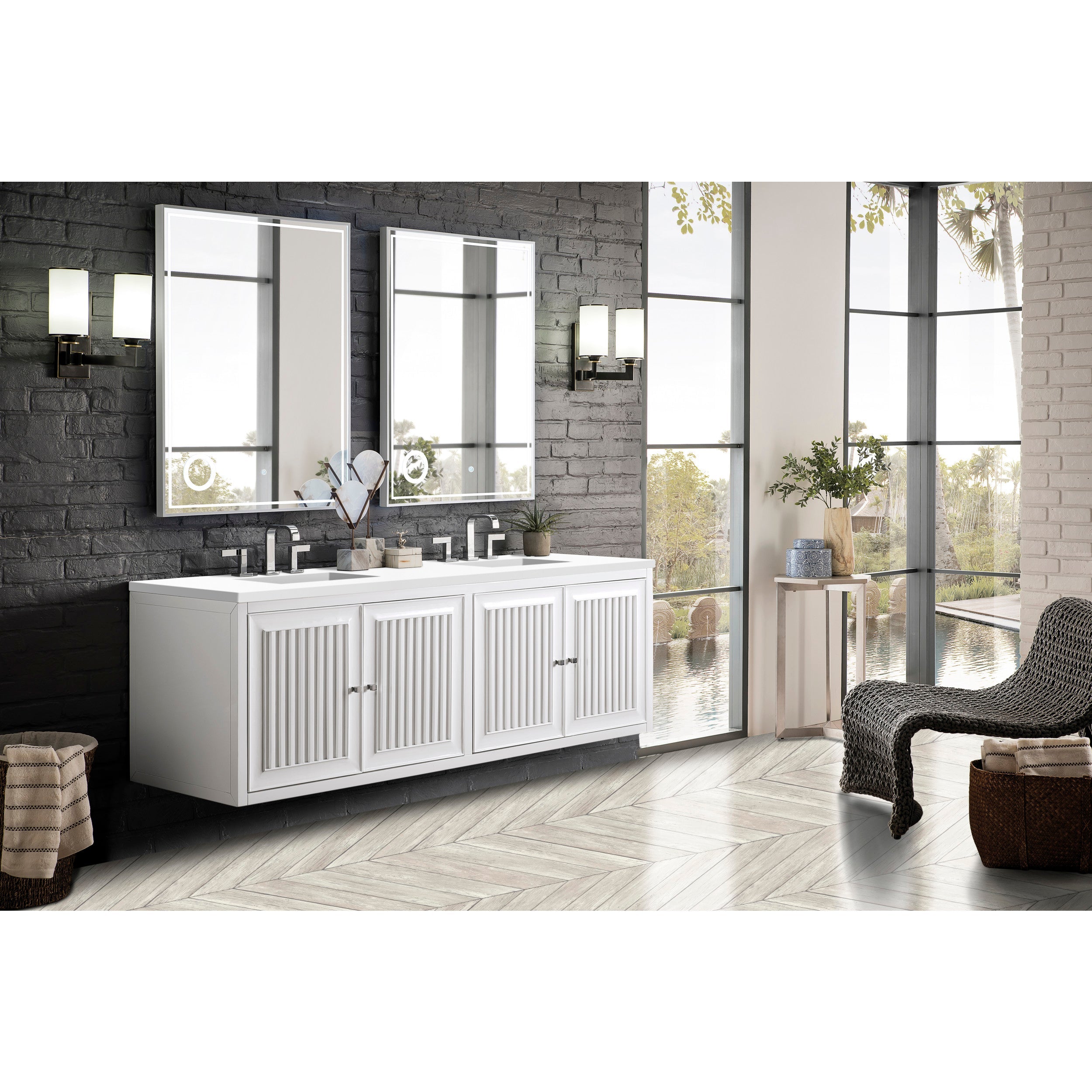 Glossy White / White Zeus - 3 Faucet Holes