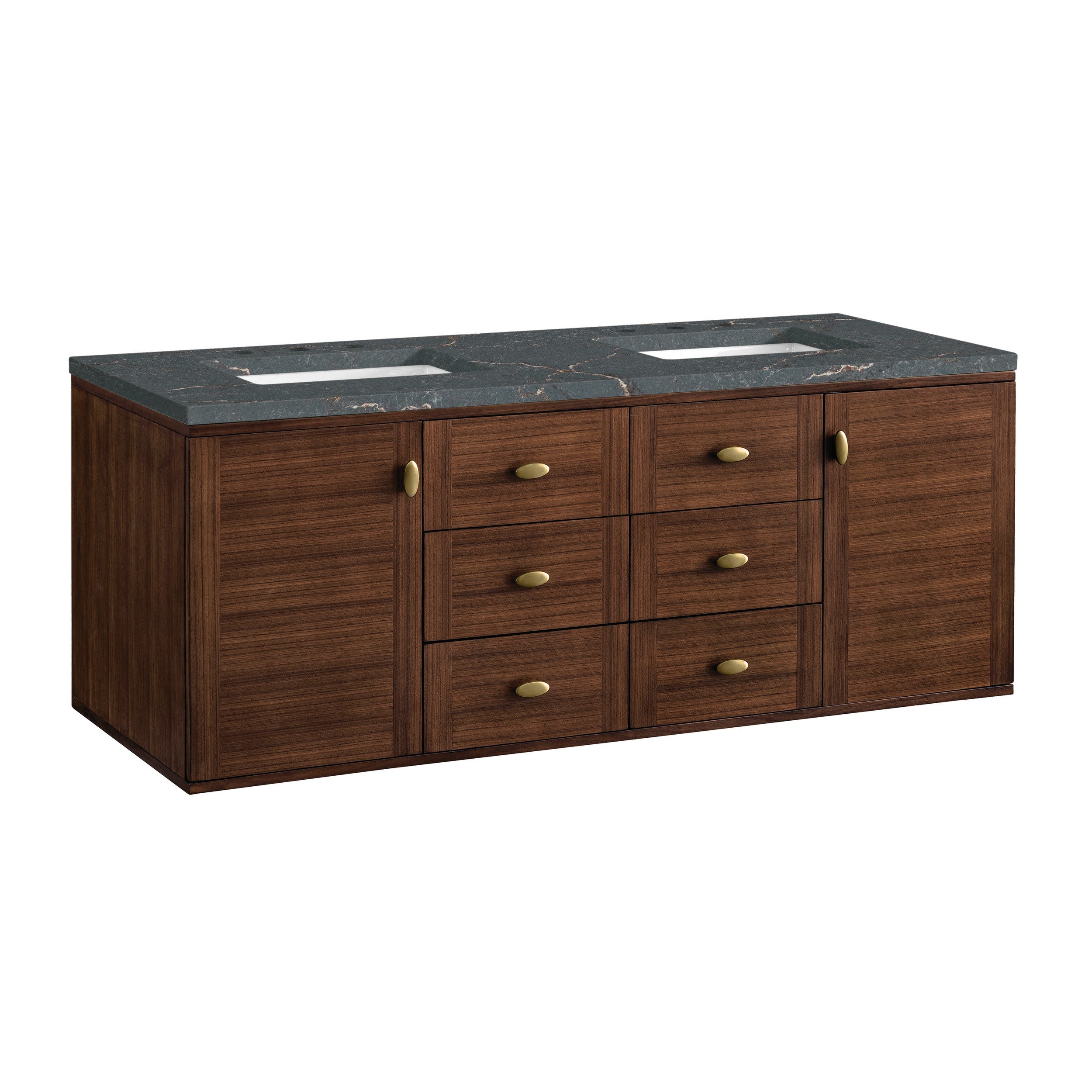 Mid-Century Walnut / Parisien Bleu - 3 Faucet Holes