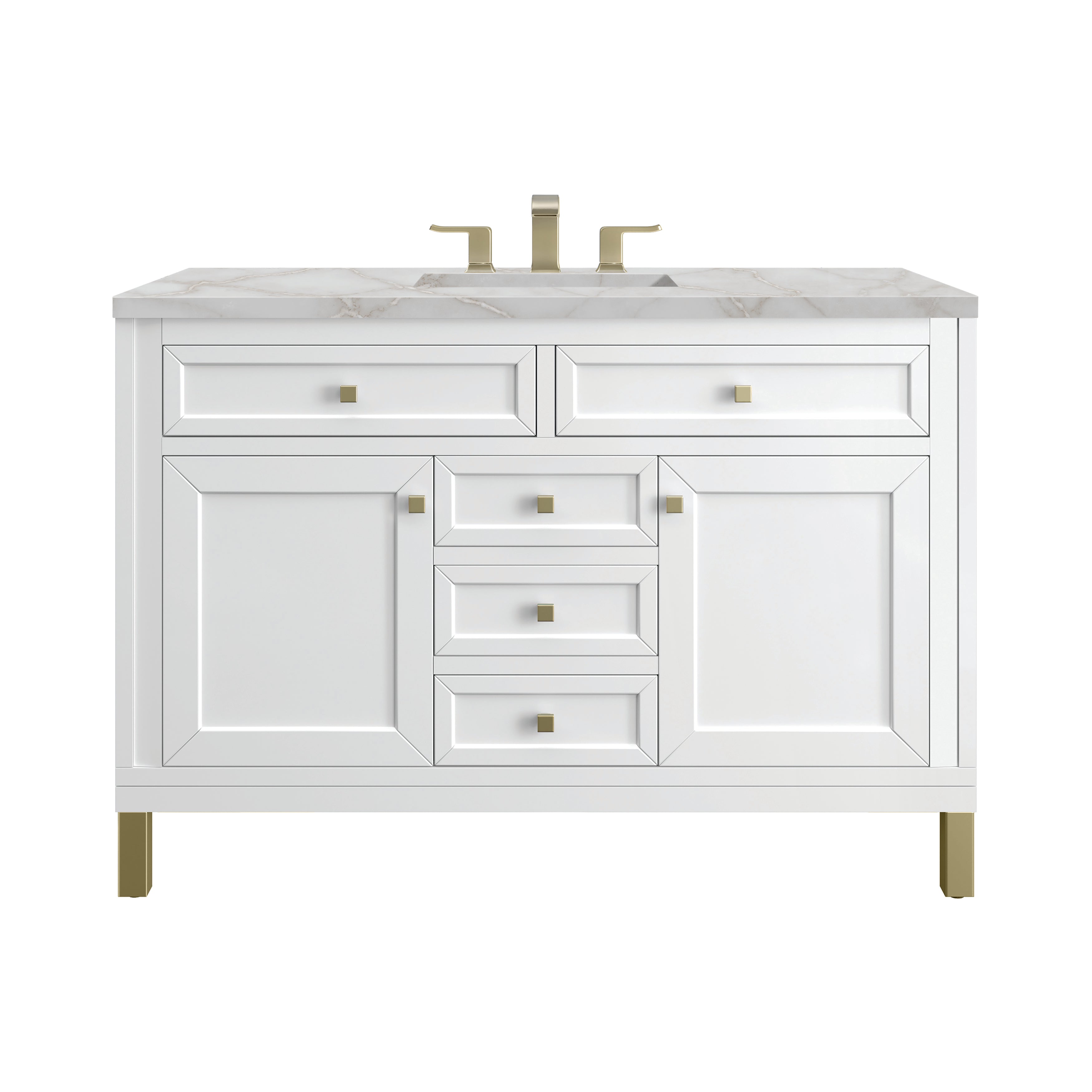 Glossy White / Victorian Silver - 3 Faucet Holes