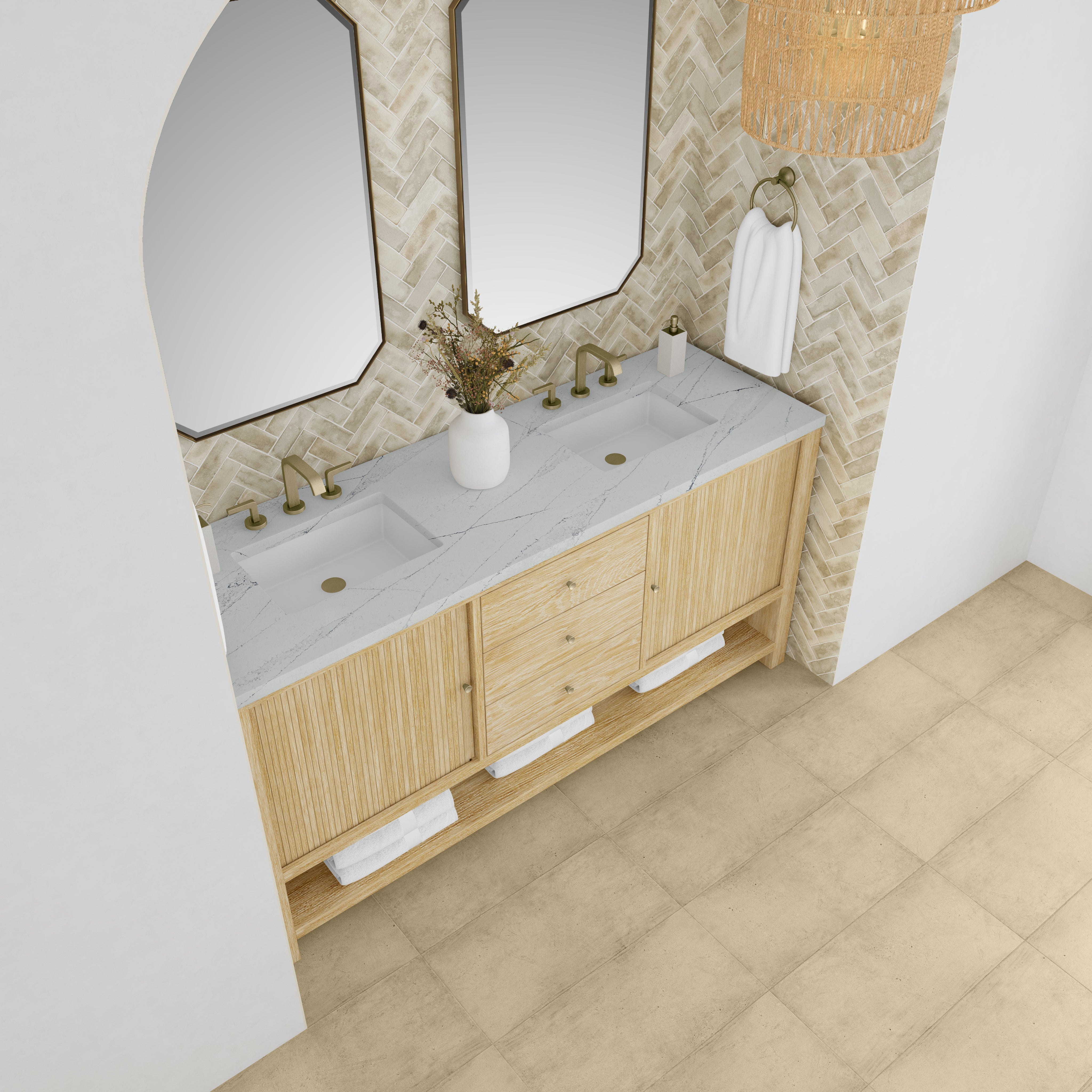 Sunwashed Oak / Ethereal Noctis - 3 Faucet Holes