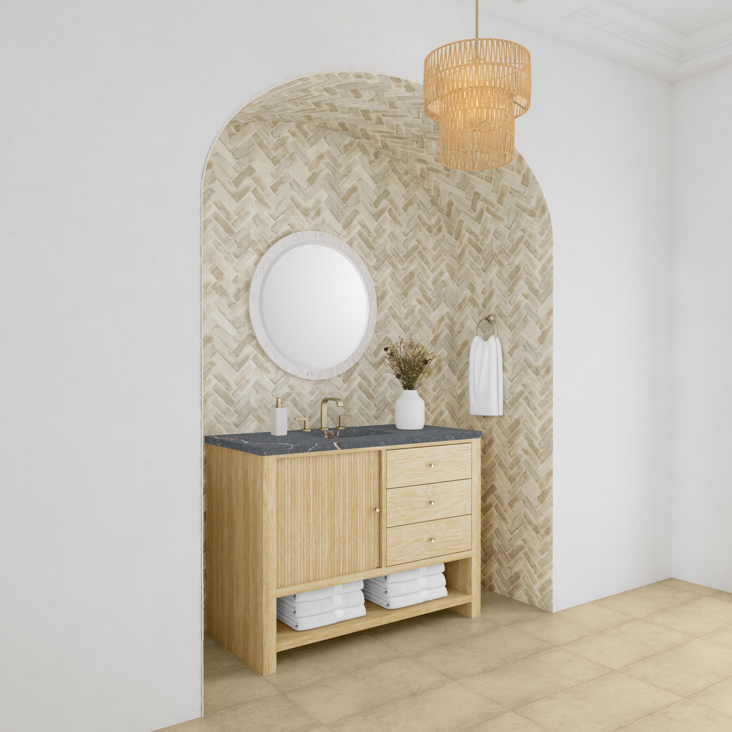 Sunwashed Oak / Parisien Bleu - 3 Faucet Holes