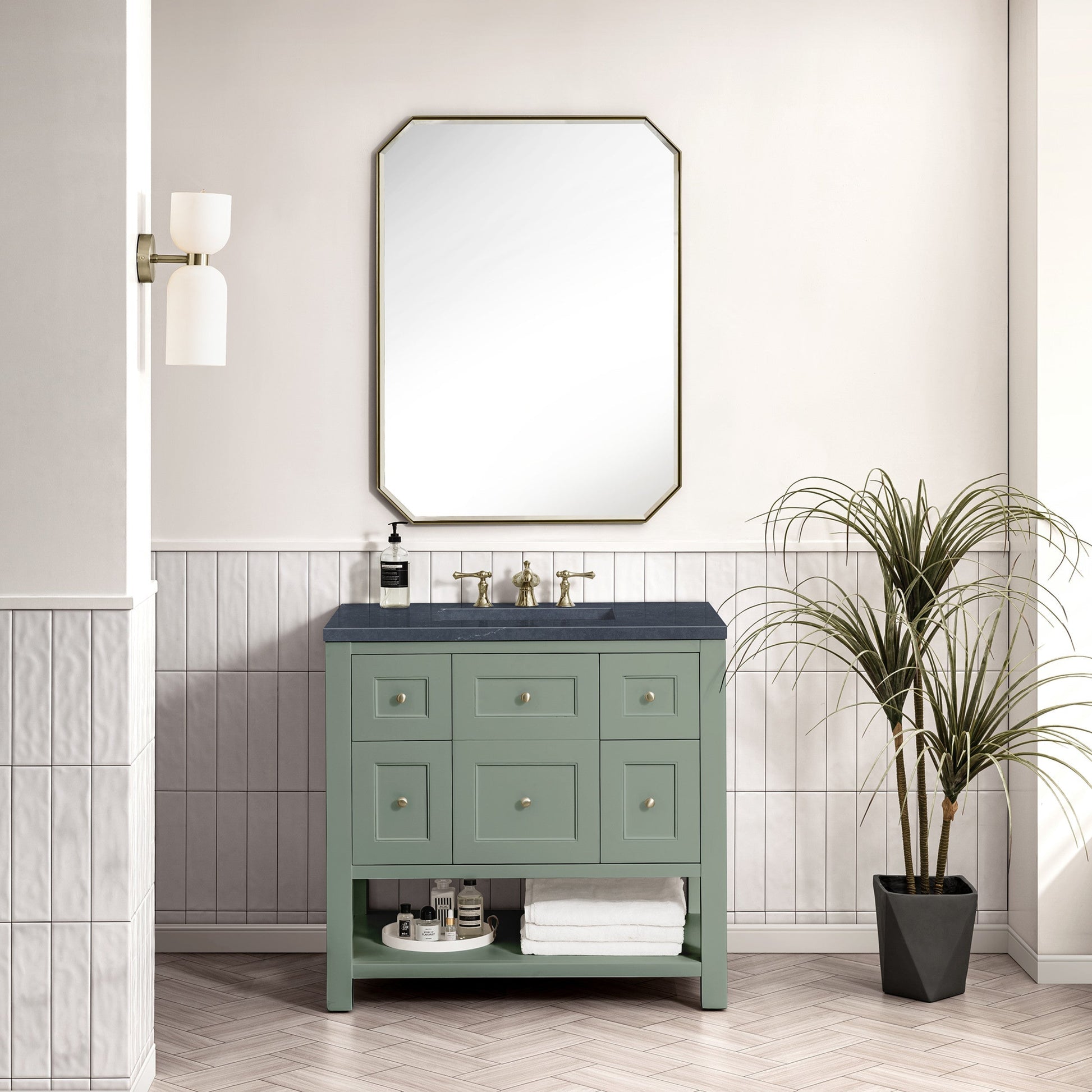 Smokey Celadon / Charcoal Soapstone - 3 Faucet Holes