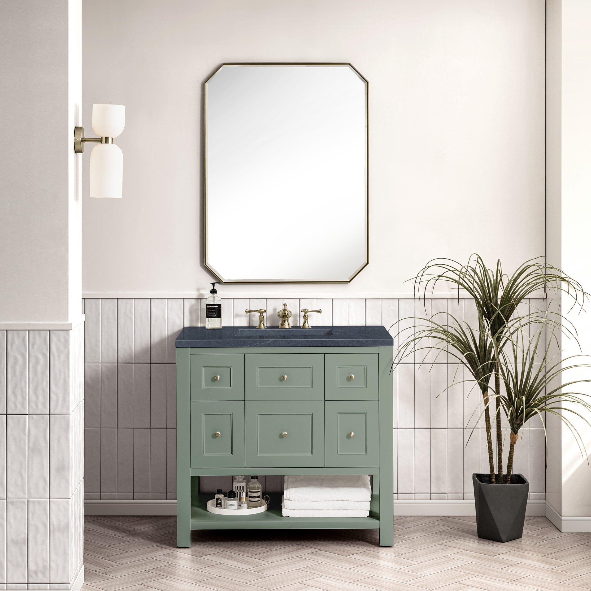 Smokey Celadon / Charcoal Soapstone - 3 Faucet Holes