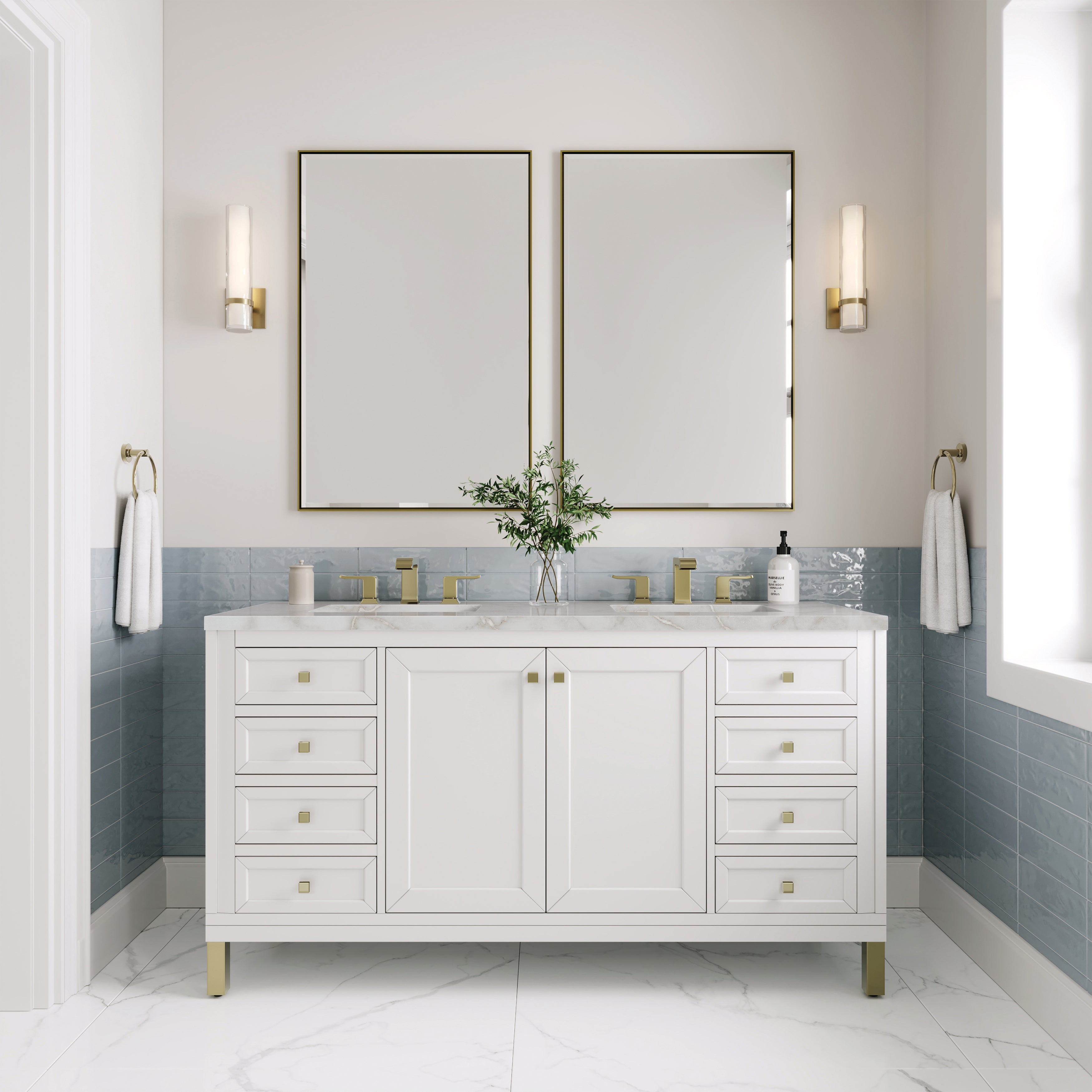 Glossy White / Victorian Silver - 3 Faucet Holes