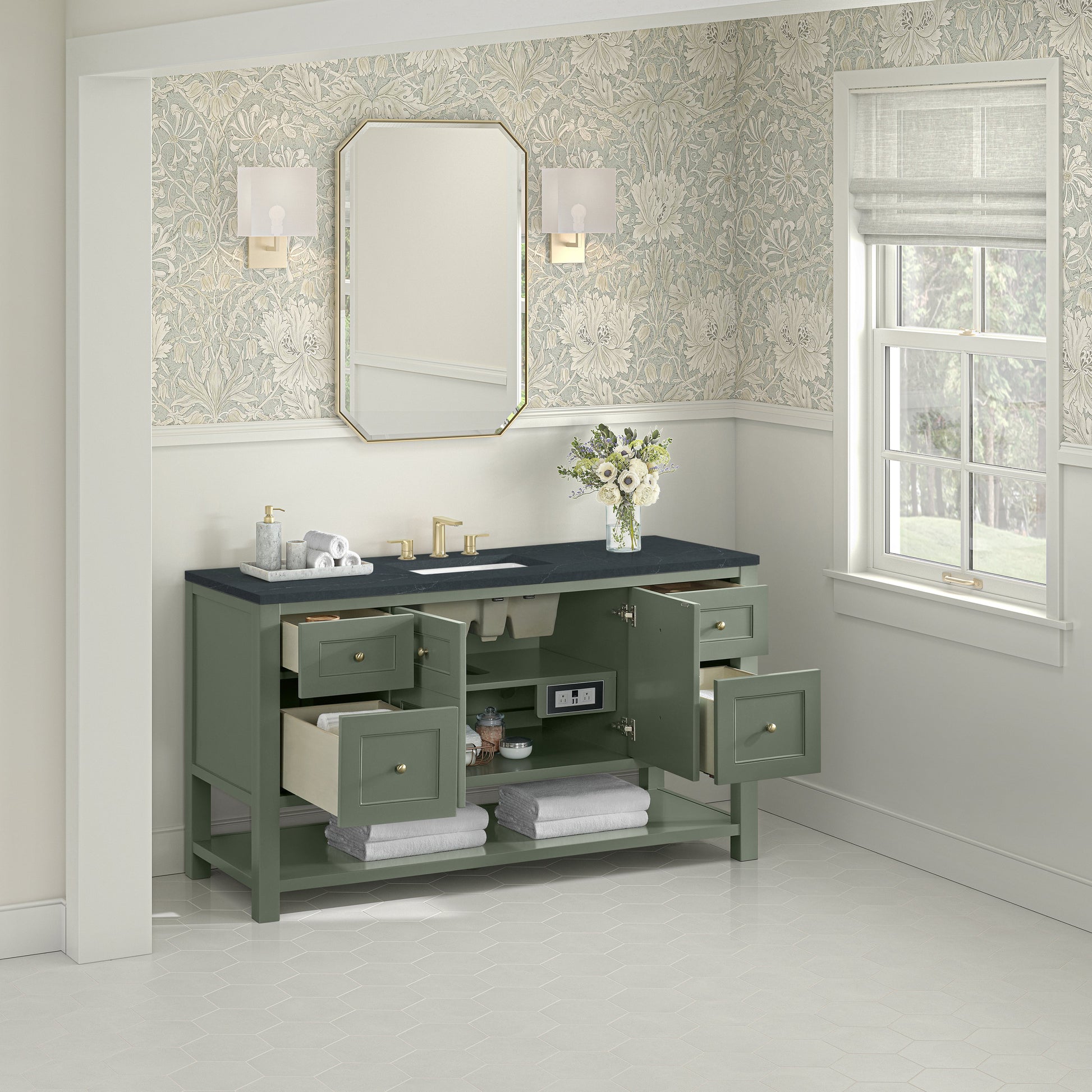 Smokey Celadon / Charcoal Soapstone - 3 Faucet Holes