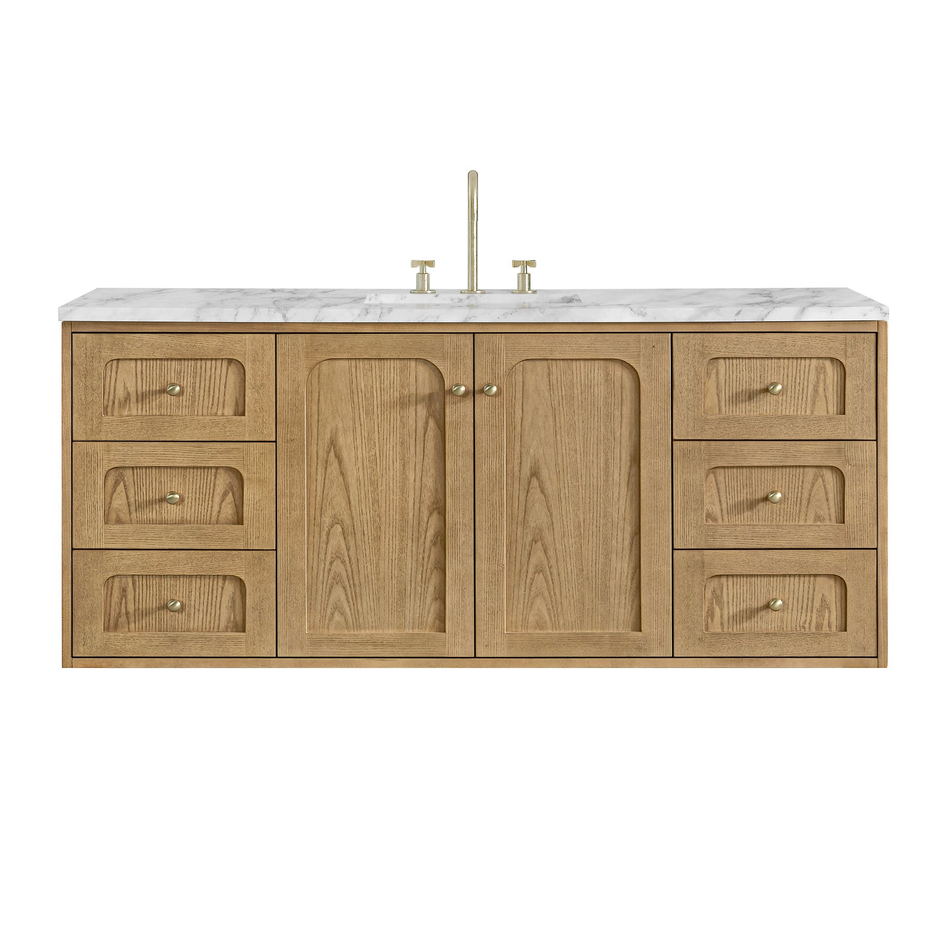 Light Natural Oak / Carrara White - 3 Faucet Holes