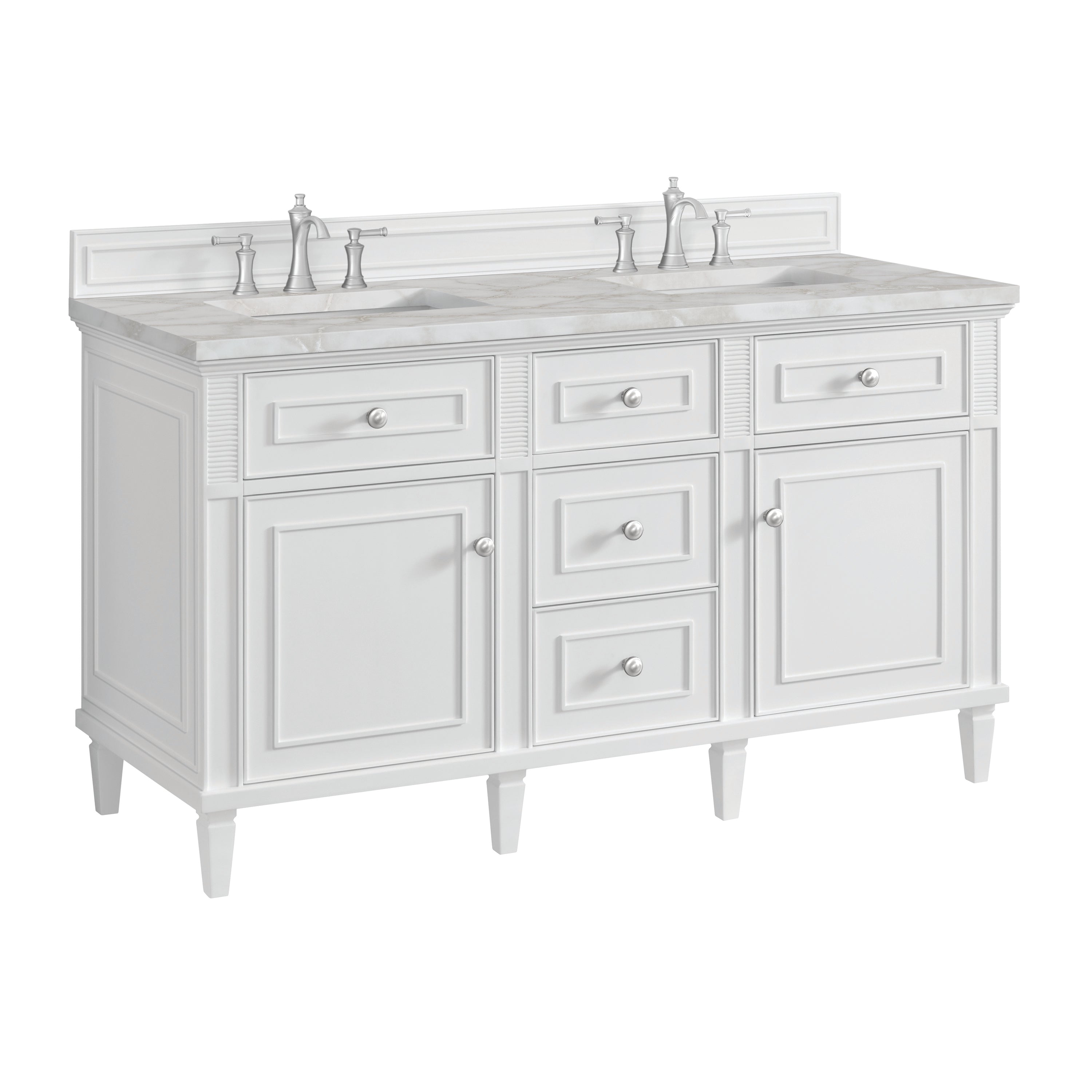 Bright White / Victorian Silver - 3 Faucet Holes