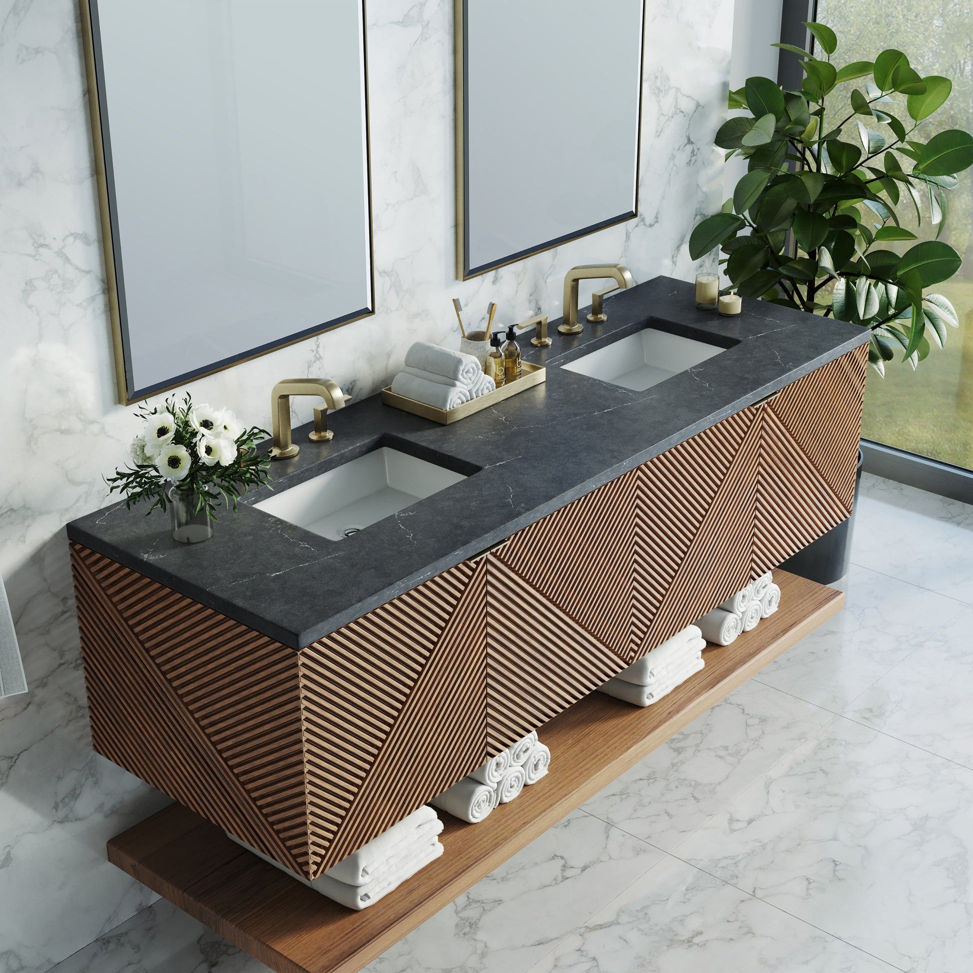 Chestnut / Charcoal Soapstone - 3 Faucet Holes