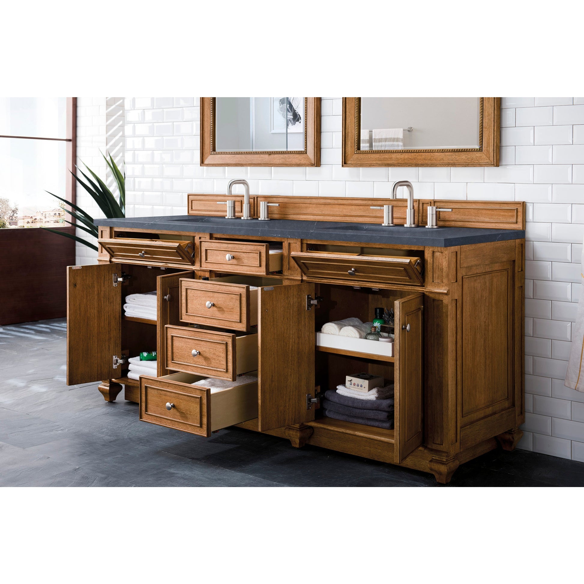 Saddle Brown / Charcoal Soapstone - 3 Faucet Holes