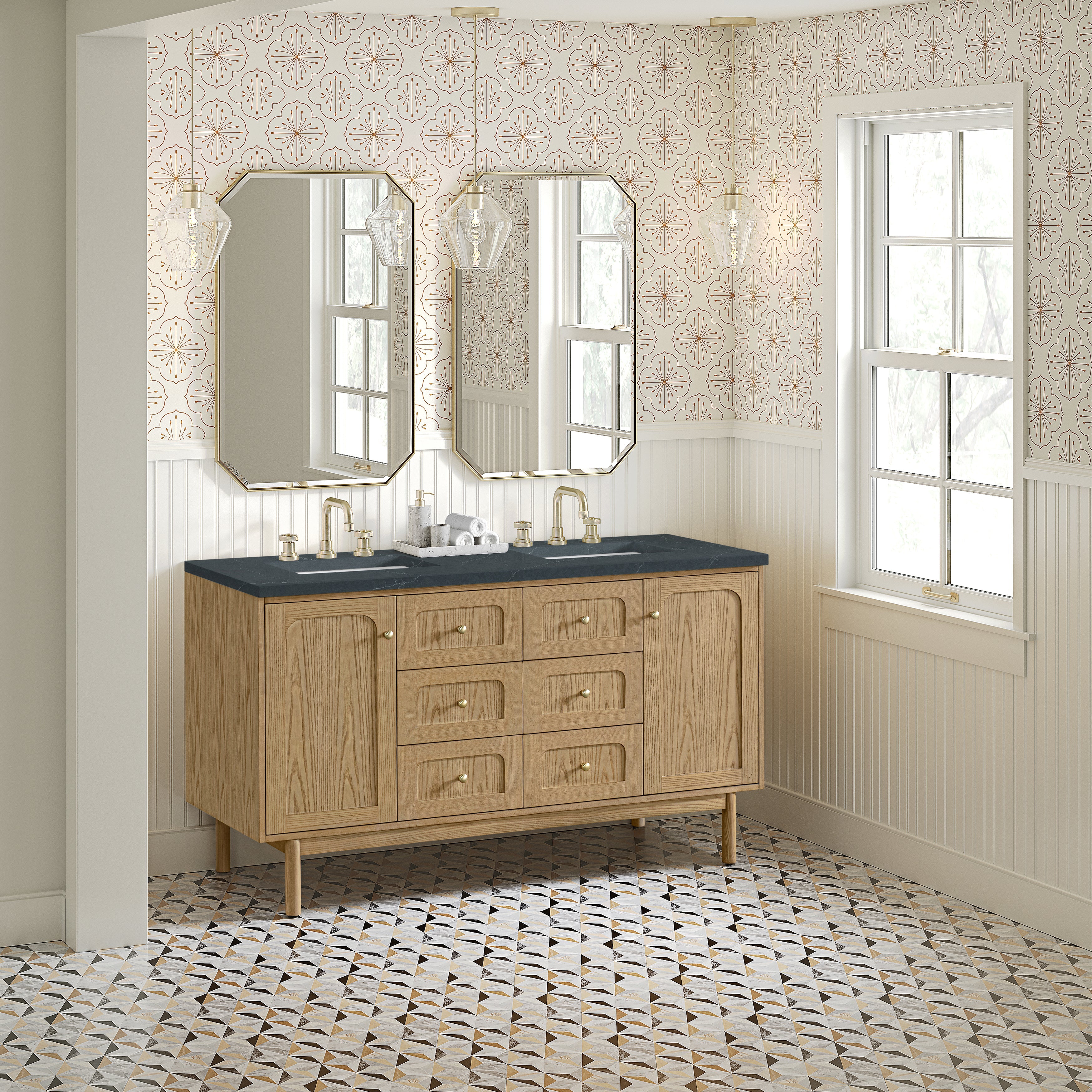 Light Natural Oak / Charcoal Soapstone - 3 Faucet Holes