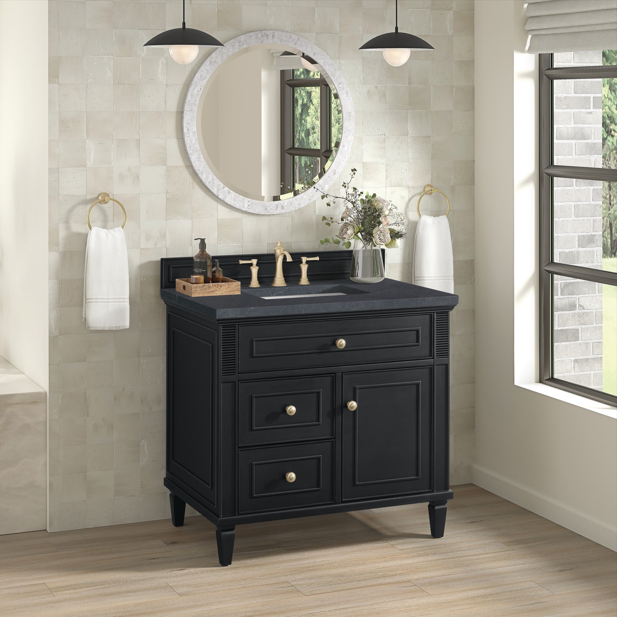 Black Onyx / Charcoal Soapstone - 3 Faucet Holes
