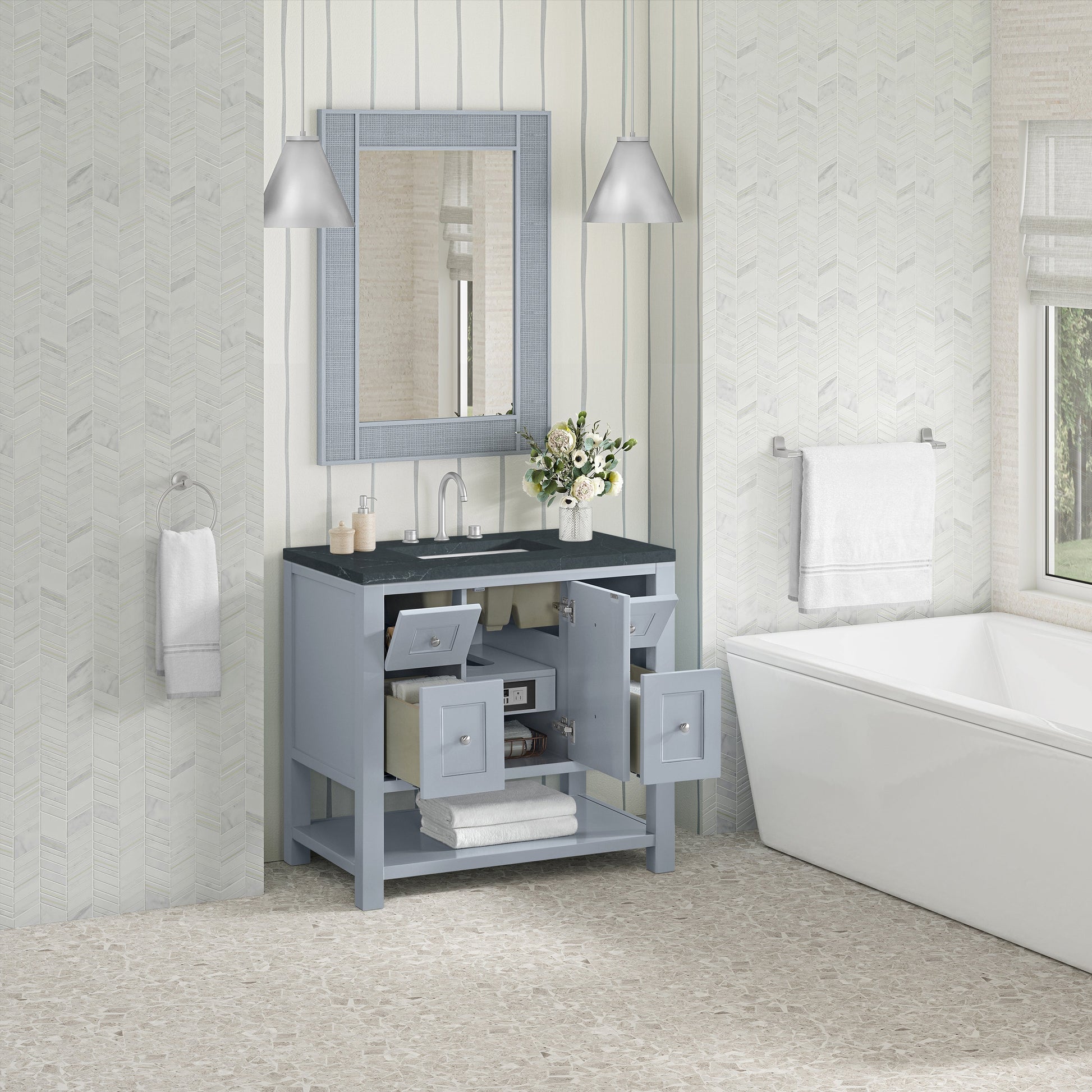 Serenity Blue / Charcoal Soapstone - 3 Faucet Holes