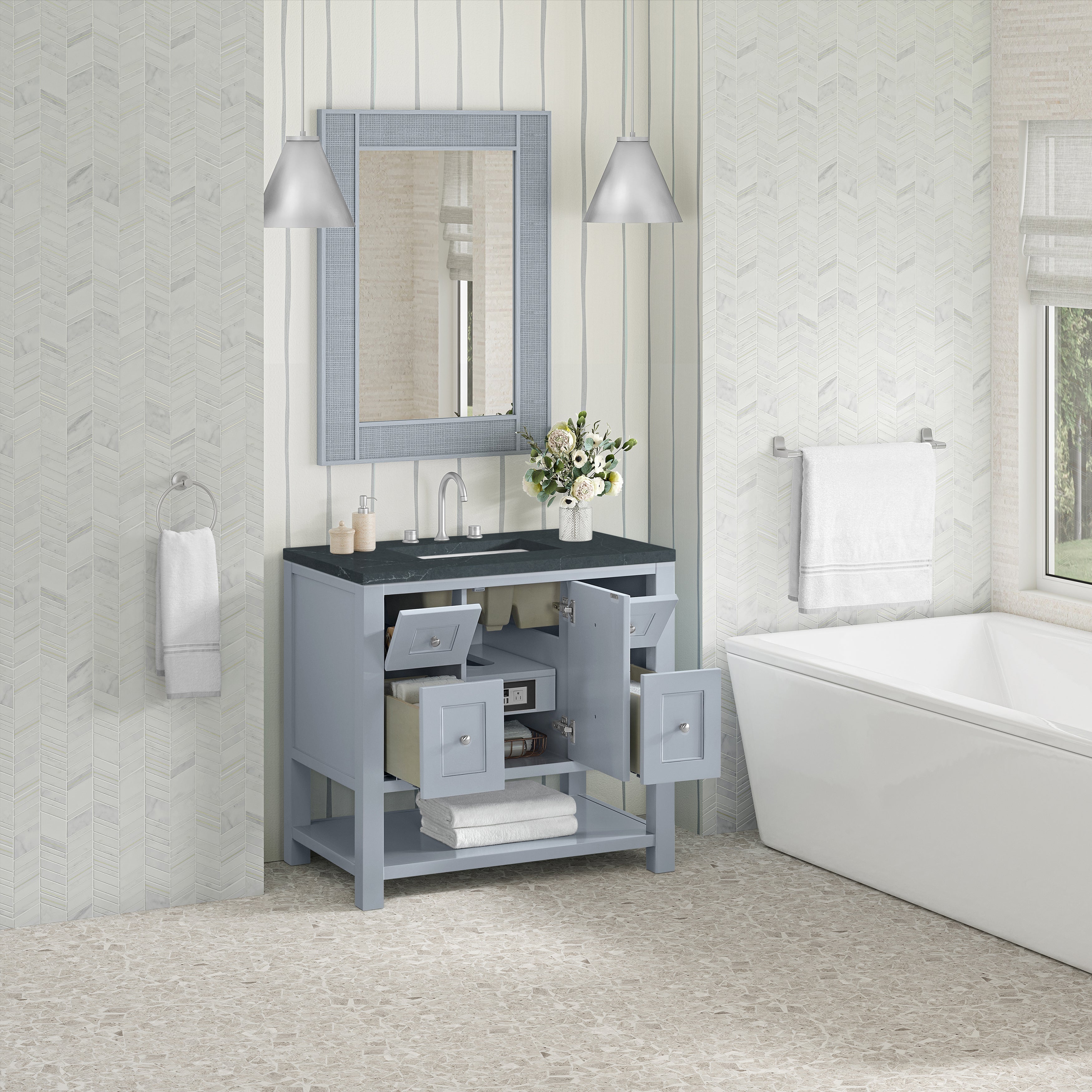 Serenity Blue / Charcoal Soapstone - 3 Faucet Holes