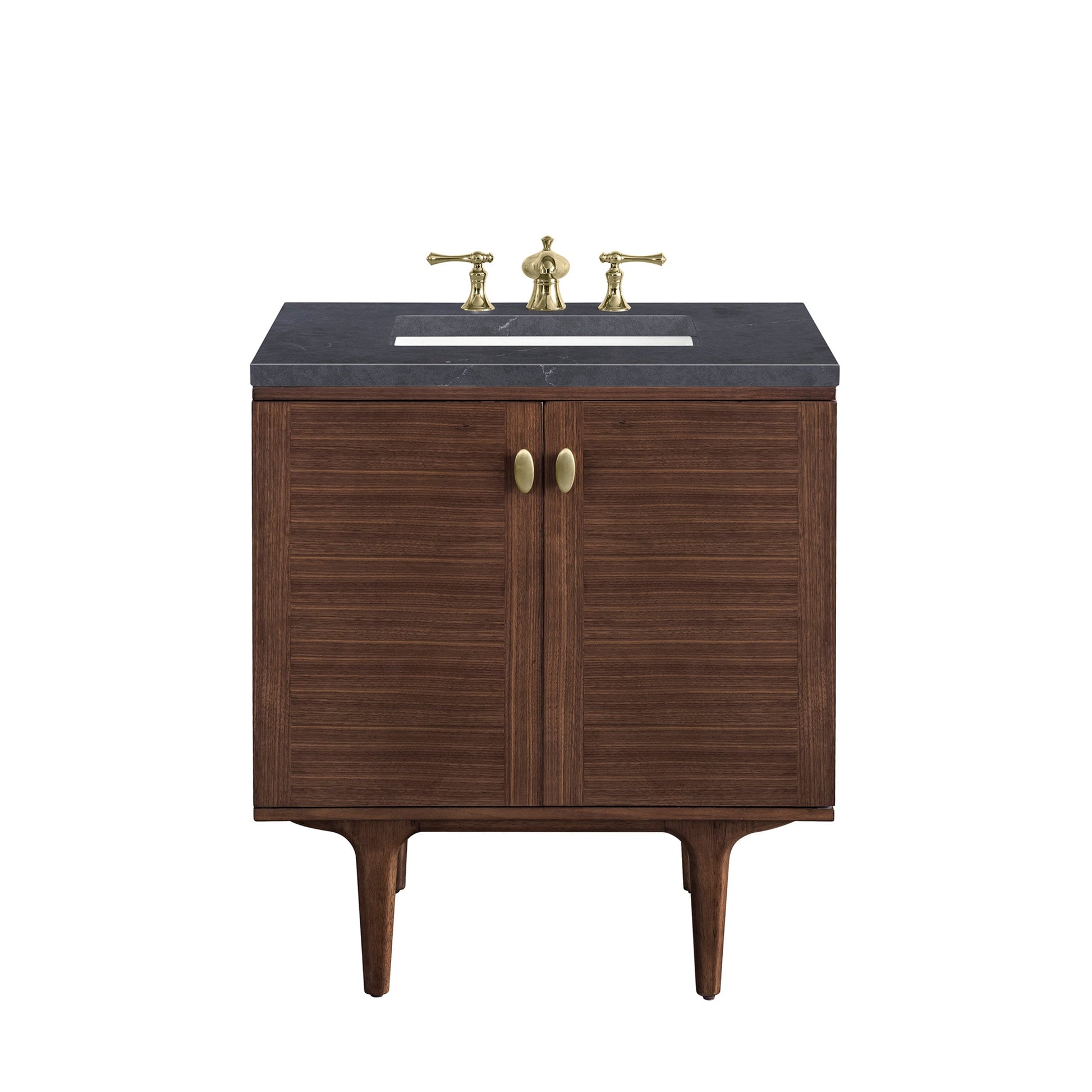 Mid-Century Walnut / Charcoal Soapstone - 3 Faucet Holes