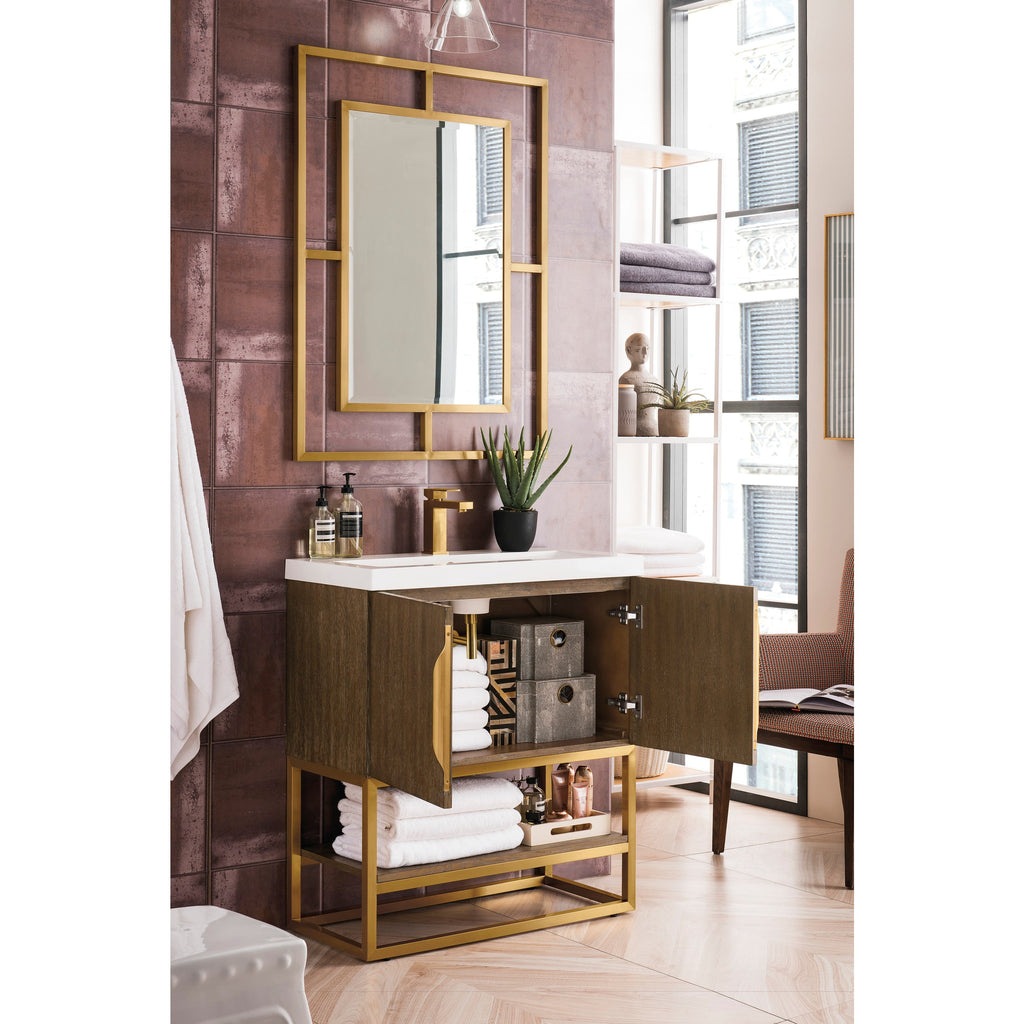Latte Oak / Radiant Gold / Glossy White - 1 Faucet Hole