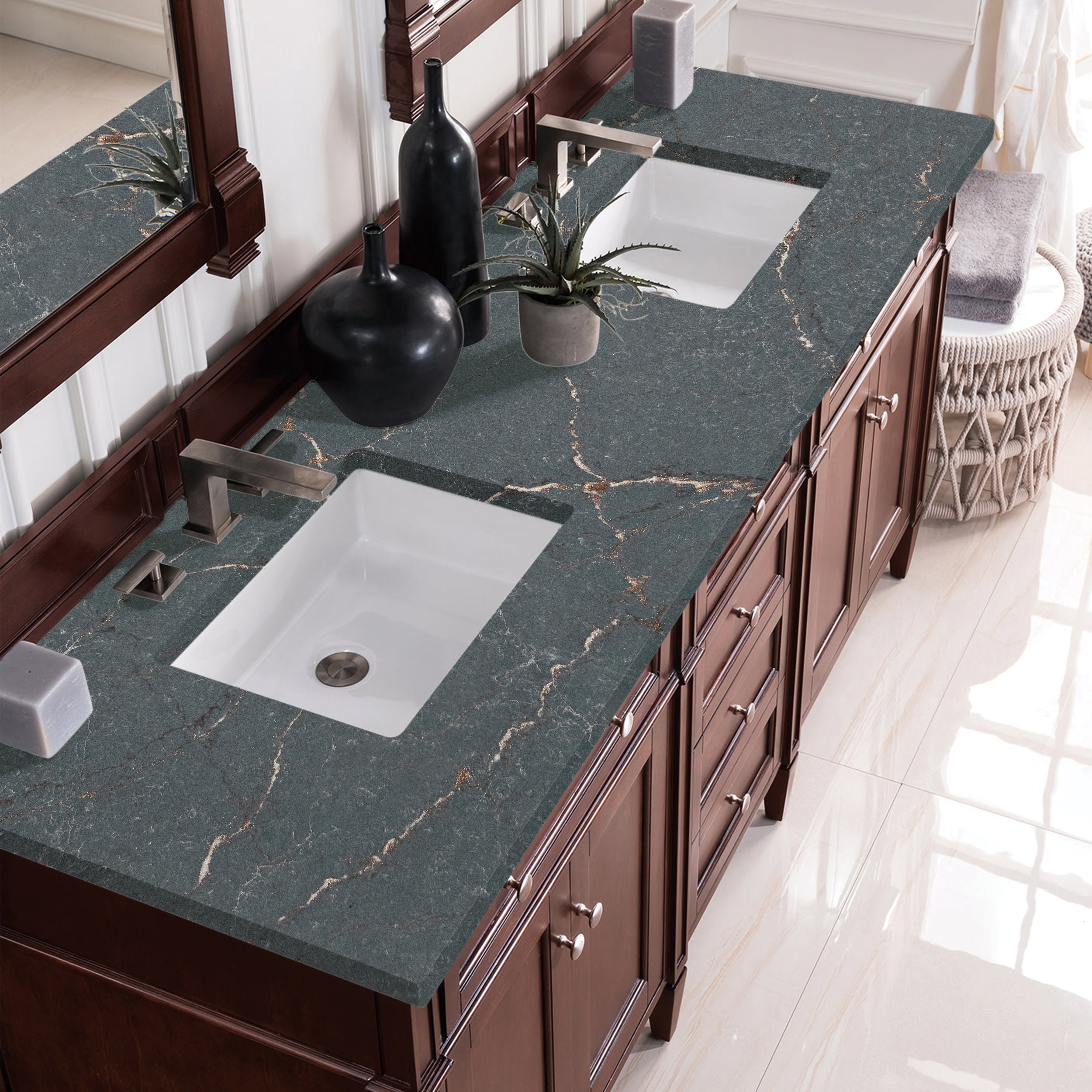 Burnished Mahogany / Parisien Bleu - 3 Faucet Holes