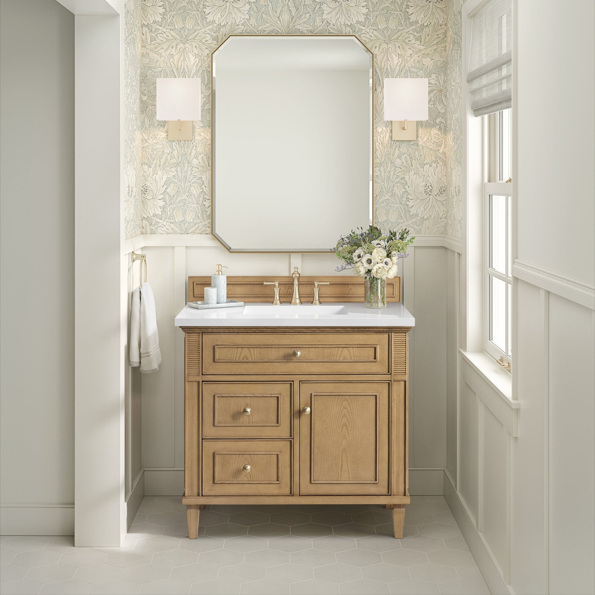 Light Natural Oak / White Zeus - 3 Faucet Holes