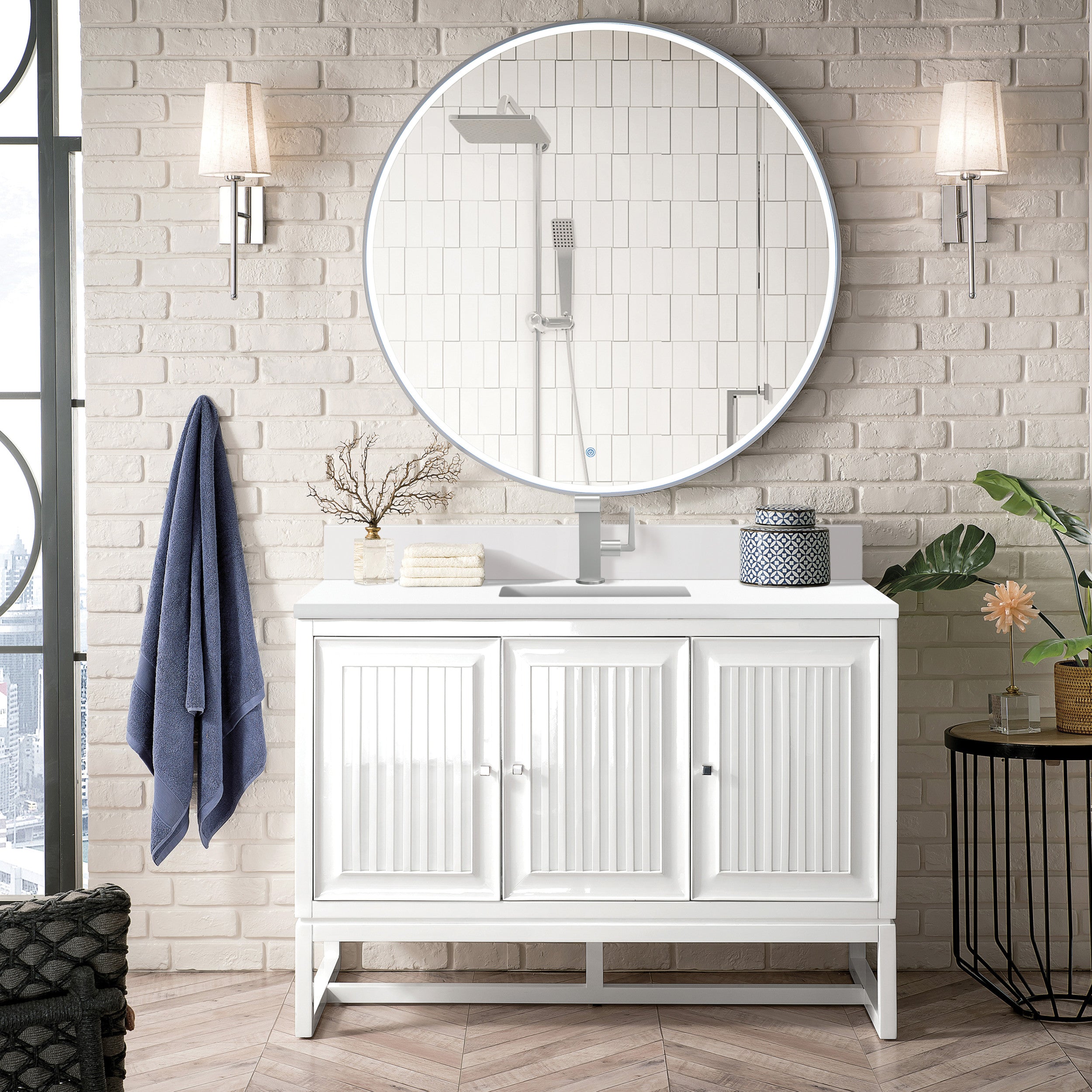 Glossy White / White Zeus - 1 Faucet Hole
