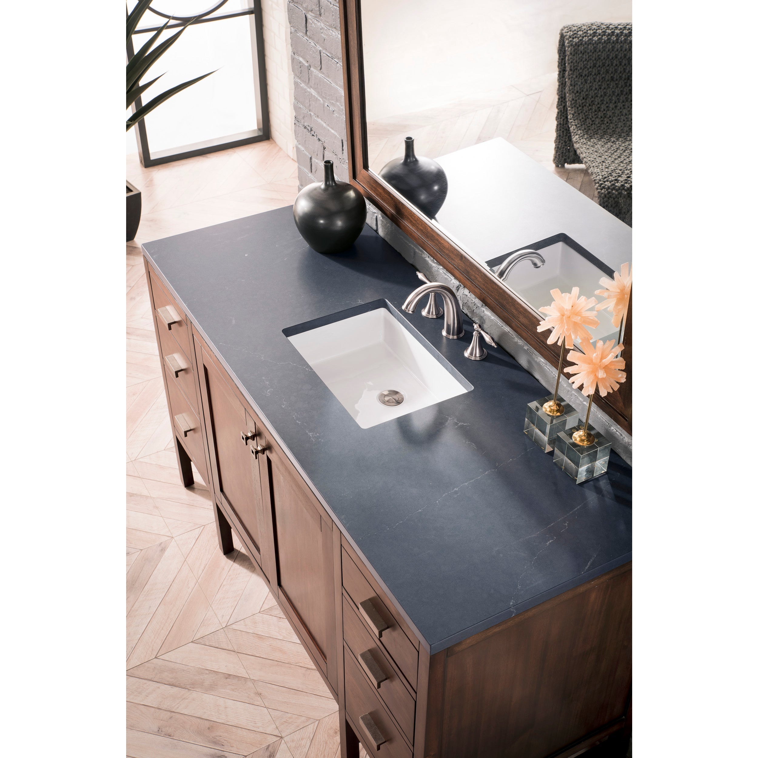 Mid-Century Acacia / Charcoal Soapstone - 3 Faucet Holes