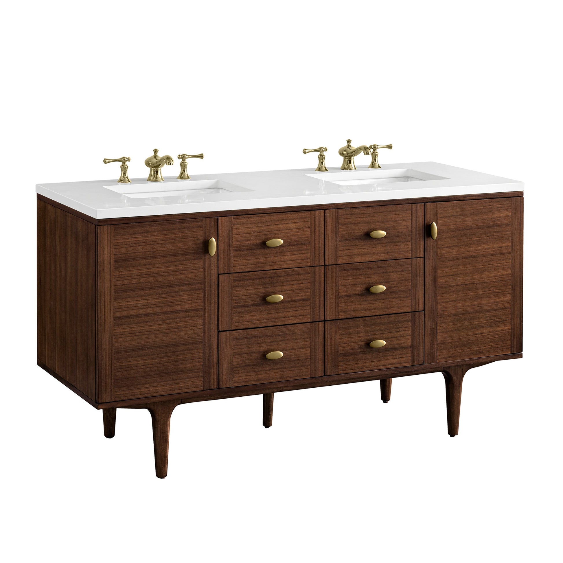 Mid-Century Walnut / White Zeus - 3 Faucet Holes
