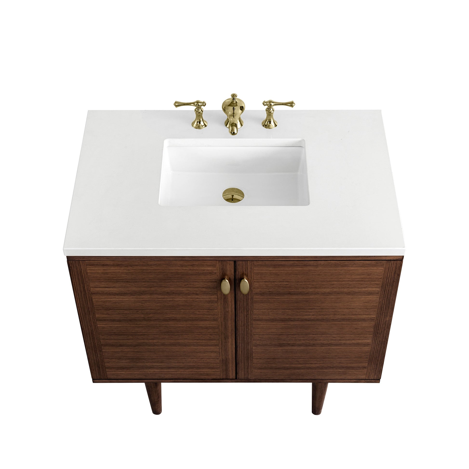 Mid-Century Walnut / White Zeus - 3 Faucet Holes