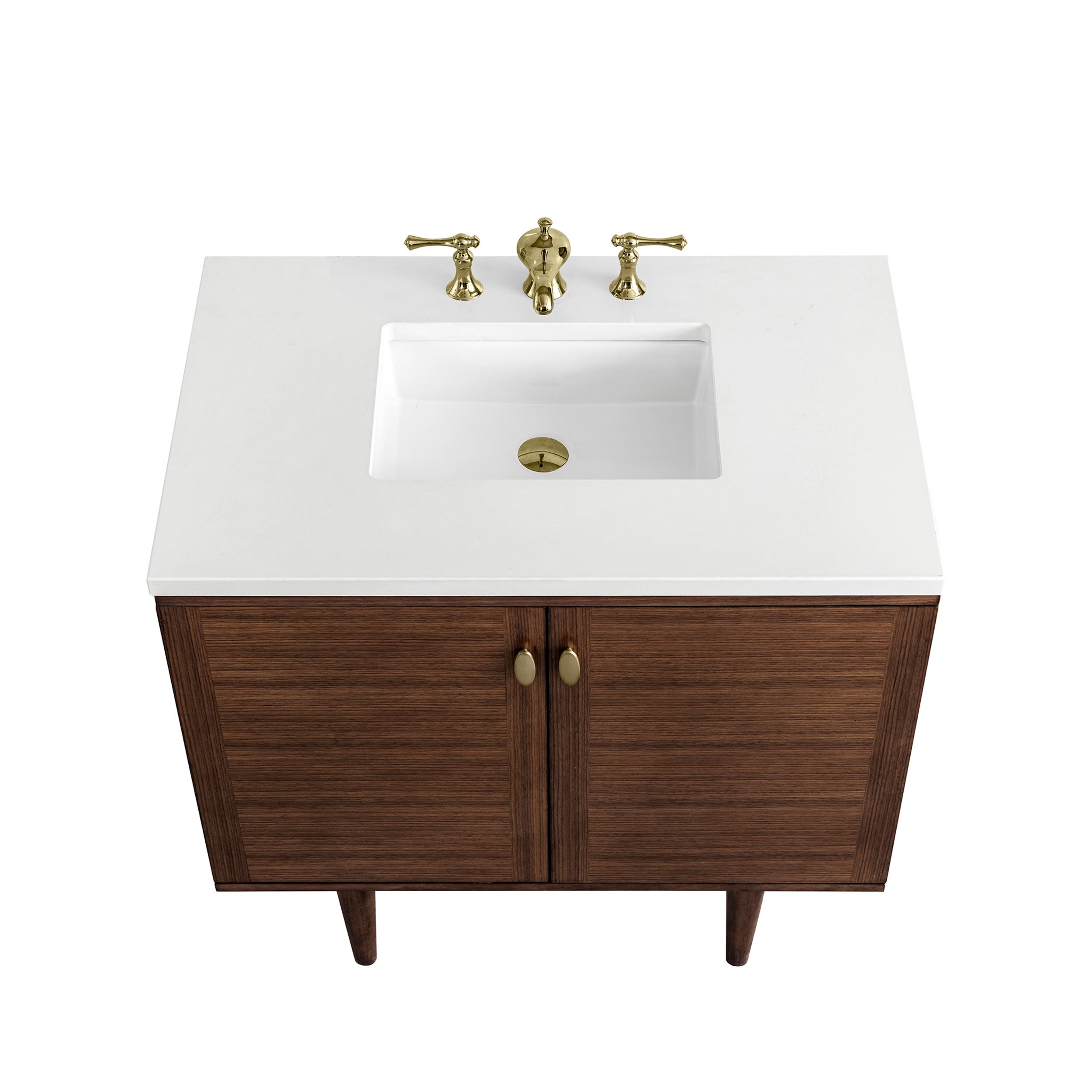 Mid-Century Walnut / White Zeus - 3 Faucet Holes