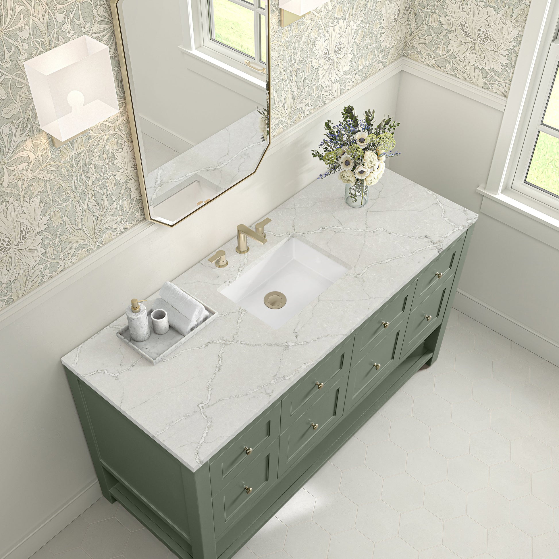 Smokey Celadon / Victorian Silver - 3 Faucet Holes