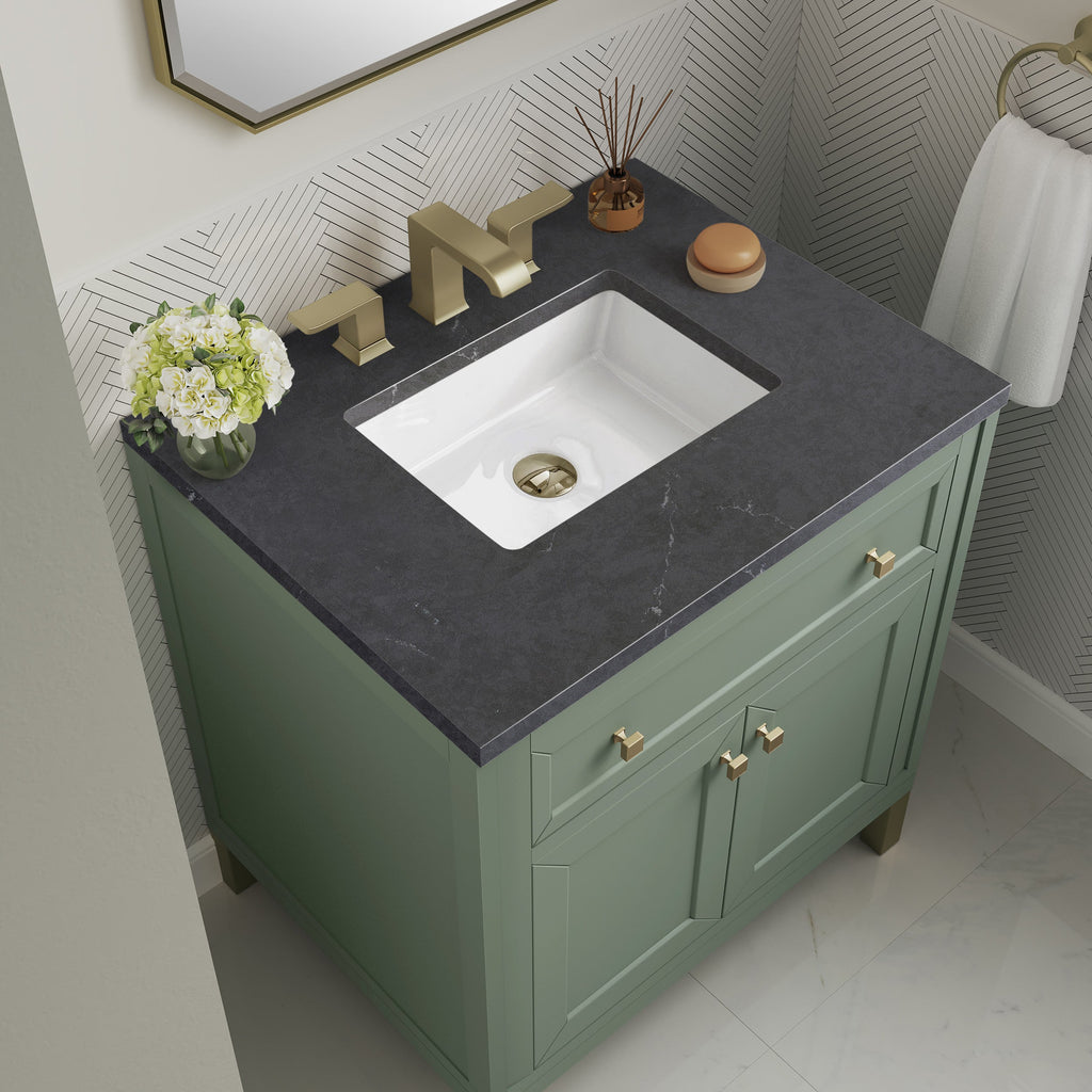 Smokey Celadon / Charcoal Soapstone - 3 Faucet Holes