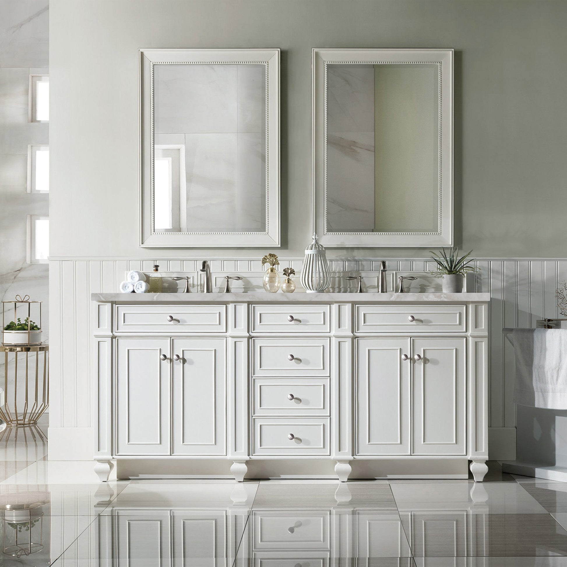 Bright White / Victorian Silver - 3 Faucet Holes