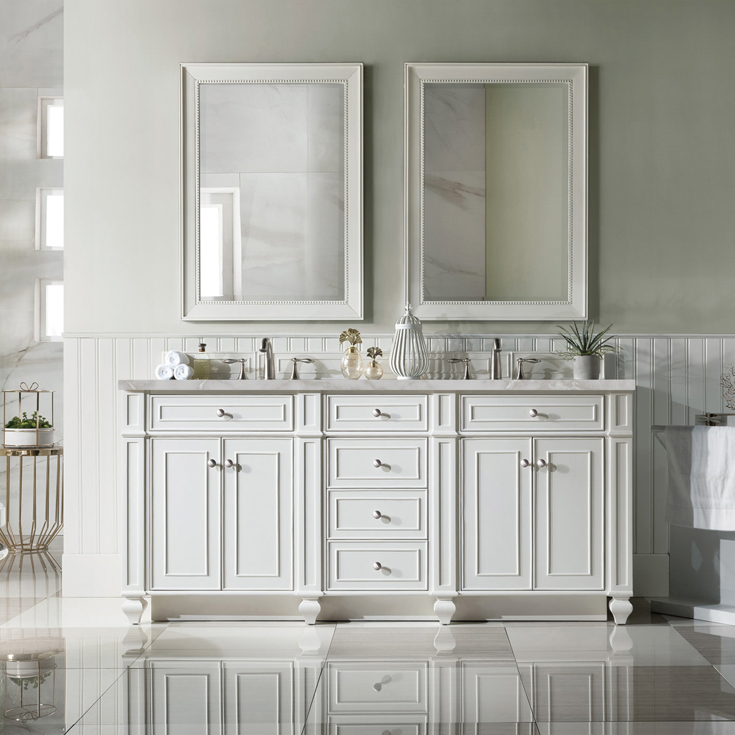 Bright White / Victorian Silver - 3 Faucet Holes
