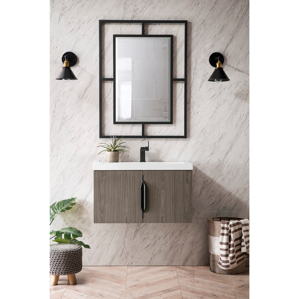 Ash Gray / White Glossy - 1 Faucet Hole