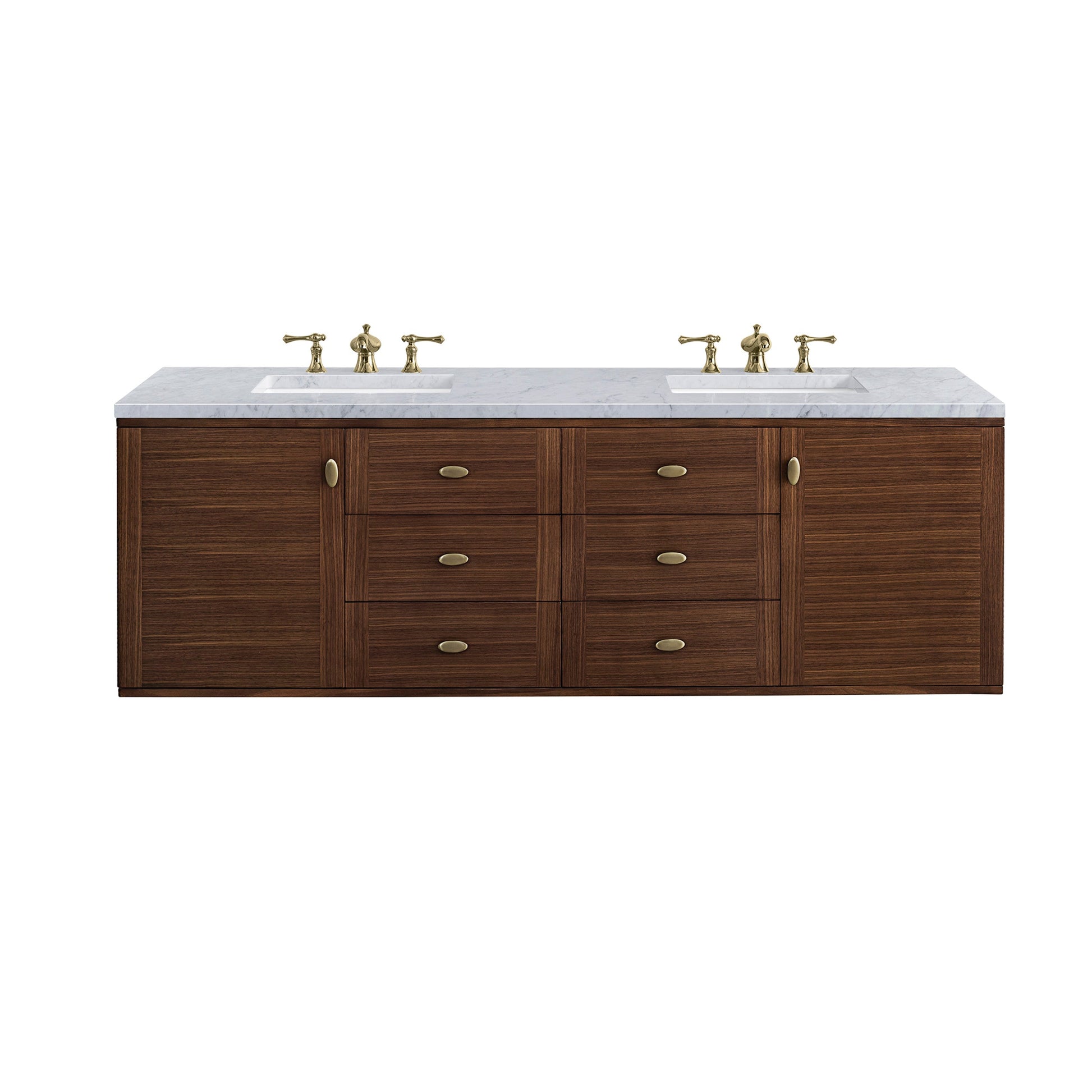 Mid-Century Walnut / Carrara White - 3 Faucet Holes