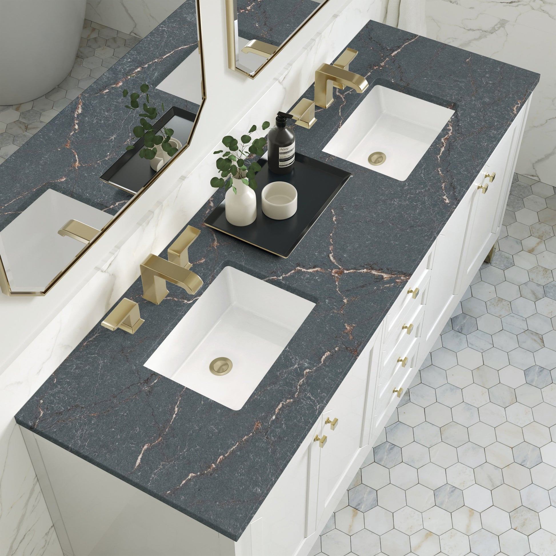 Glossy White / Parisien Bleu - 3 Faucet Holes