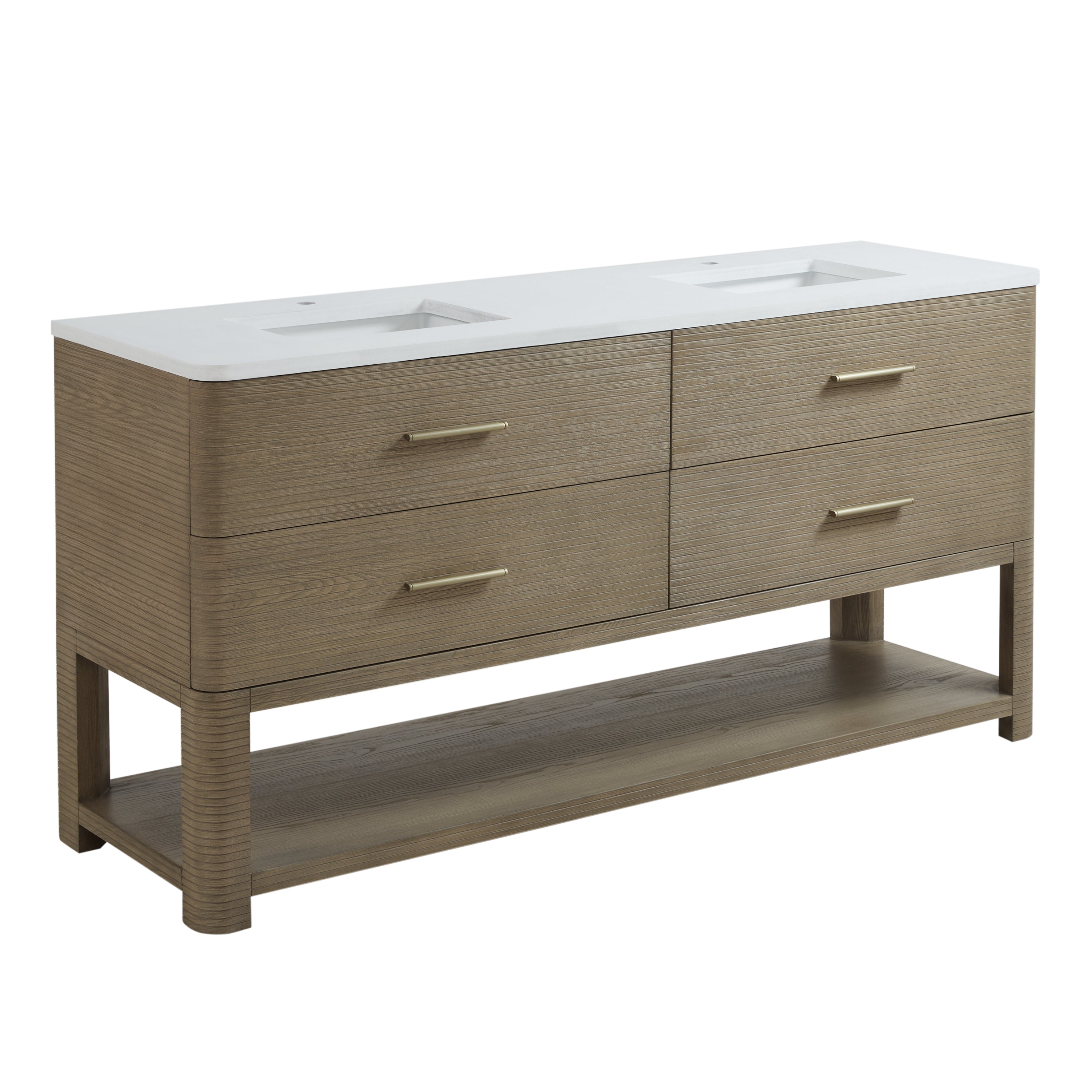 Pebble Oak / White Zeus - 1 Faucet Hole